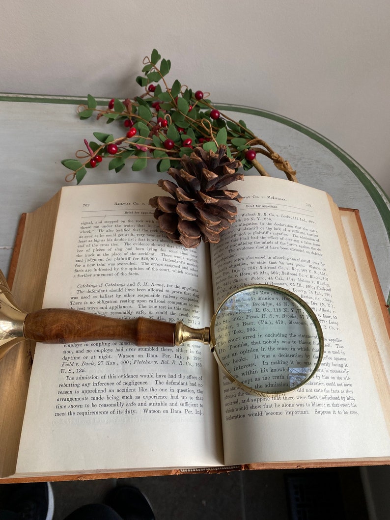 Brass and Wood Tabletop Magnifier 3.5" on Wooden Stand view 3