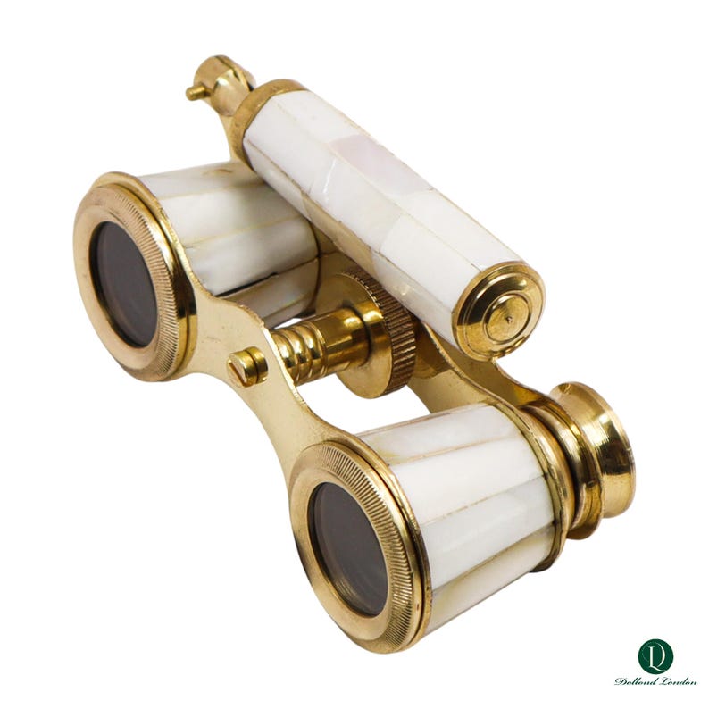 Brass Opera Glasses with Wooden Box — White Pearl view 4