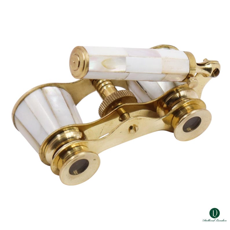 Brass Opera Glasses with Wooden Box — White Pearl view 6