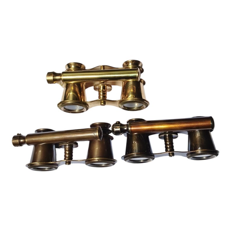 Antique Finish Brass Opera Glasses — Plain Brass view 7