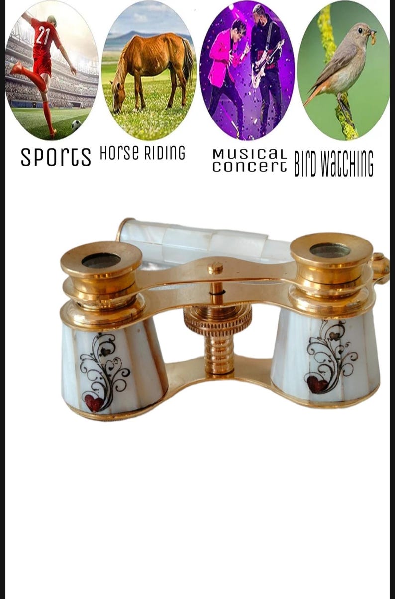 Brass Opera Glasses — Rose Mother of Pearl Inlay view 7