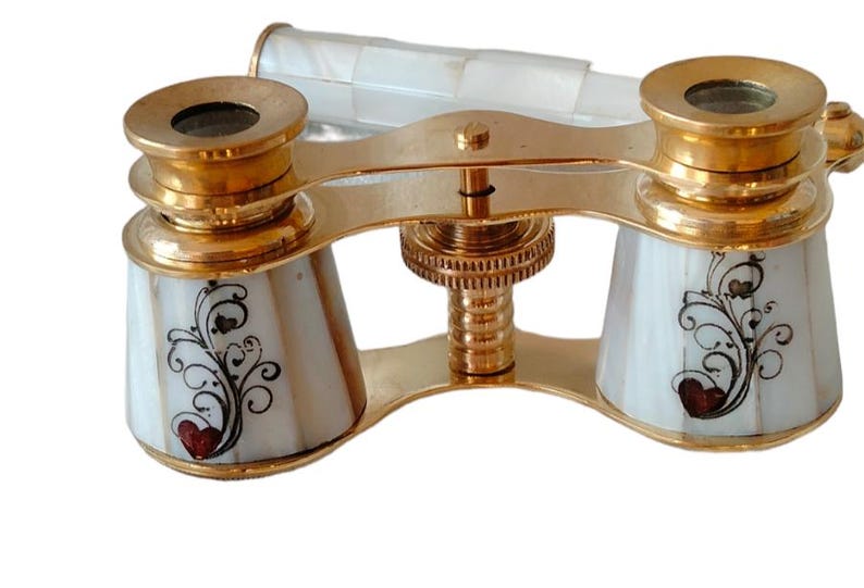 Brass Opera Glasses — Rose Mother of Pearl Inlay view 2
