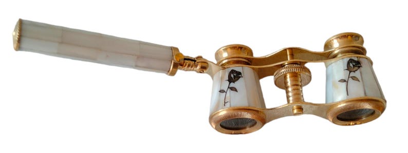 Brass Opera Glasses — Rose Mother of Pearl Inlay view 6