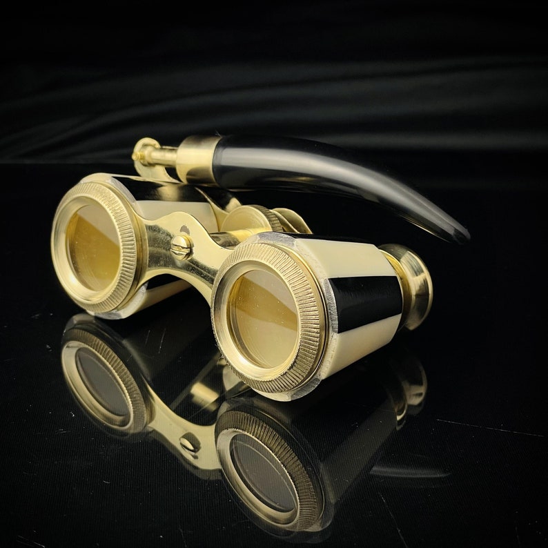 Brass Opera Glasses — Black Mother of Pearl Handle view 9