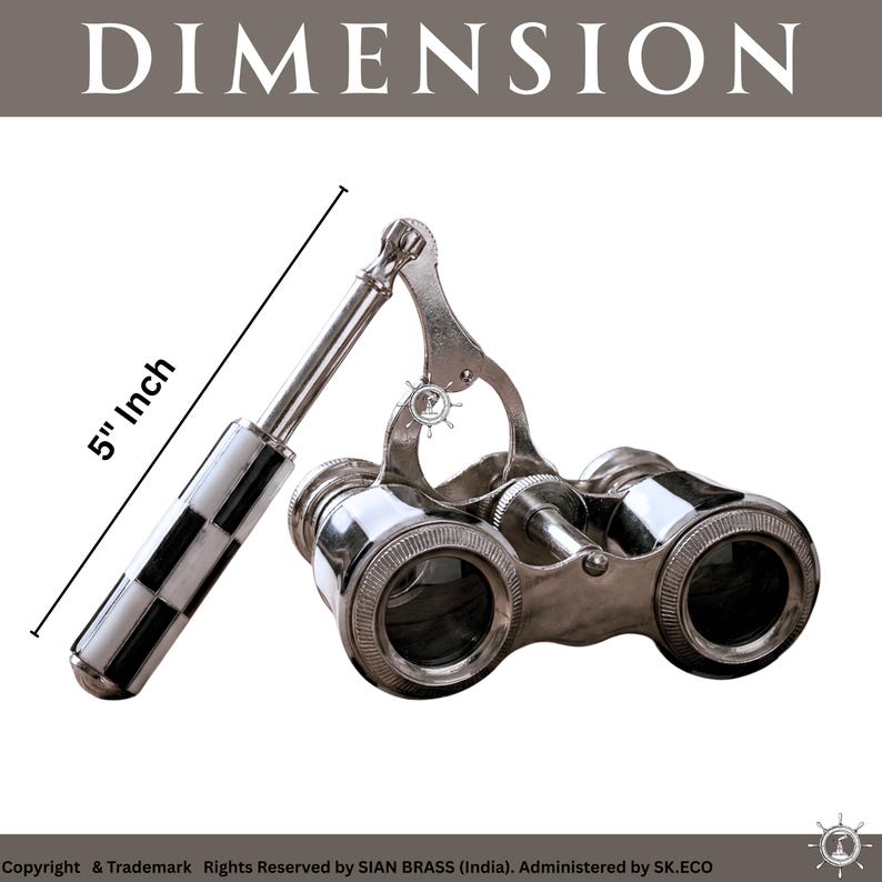 Brass Opera Glasses with Engraved Red Leather Case — Mother of Pearl view 6