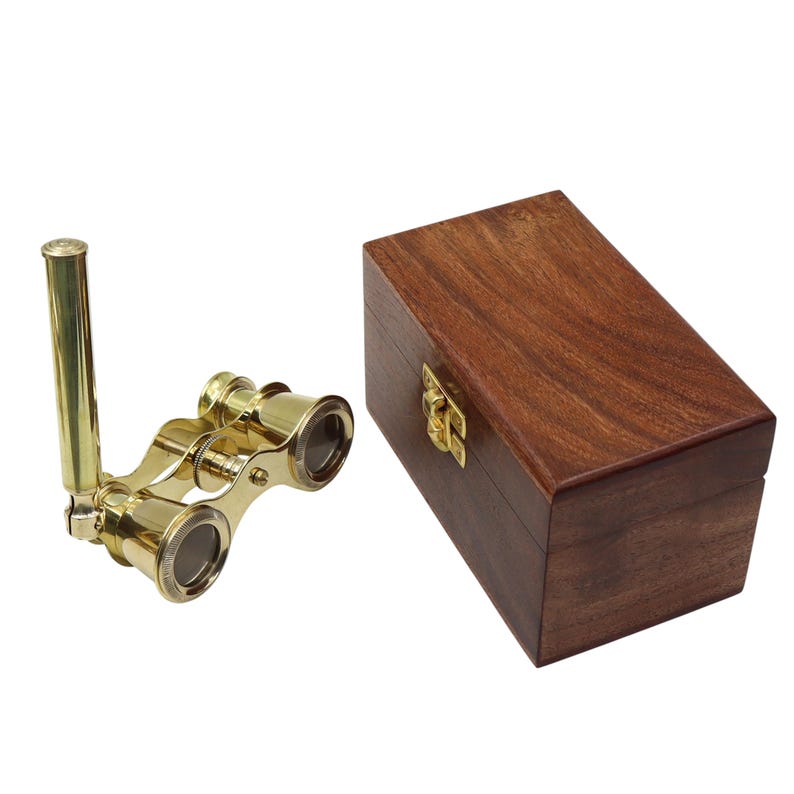 Polished Brass Opera Glasses with Rosewood Box view 5