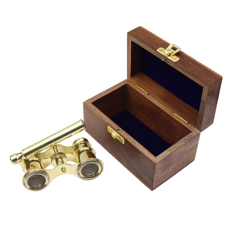 Polished Brass Opera Glasses with Rosewood Box view 6