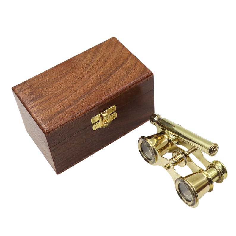 Polished Brass Opera Glasses with Rosewood Box view 10
