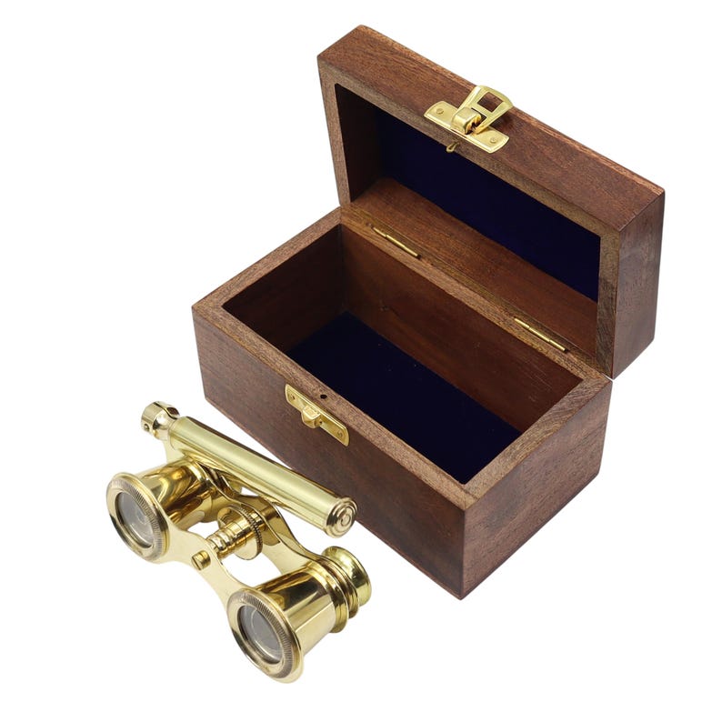 Polished Brass Opera Glasses with Rosewood Box view 12