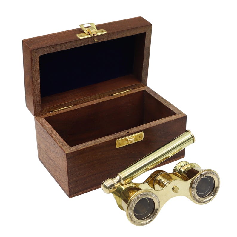 Polished Brass Opera Glasses with Rosewood Box view 15