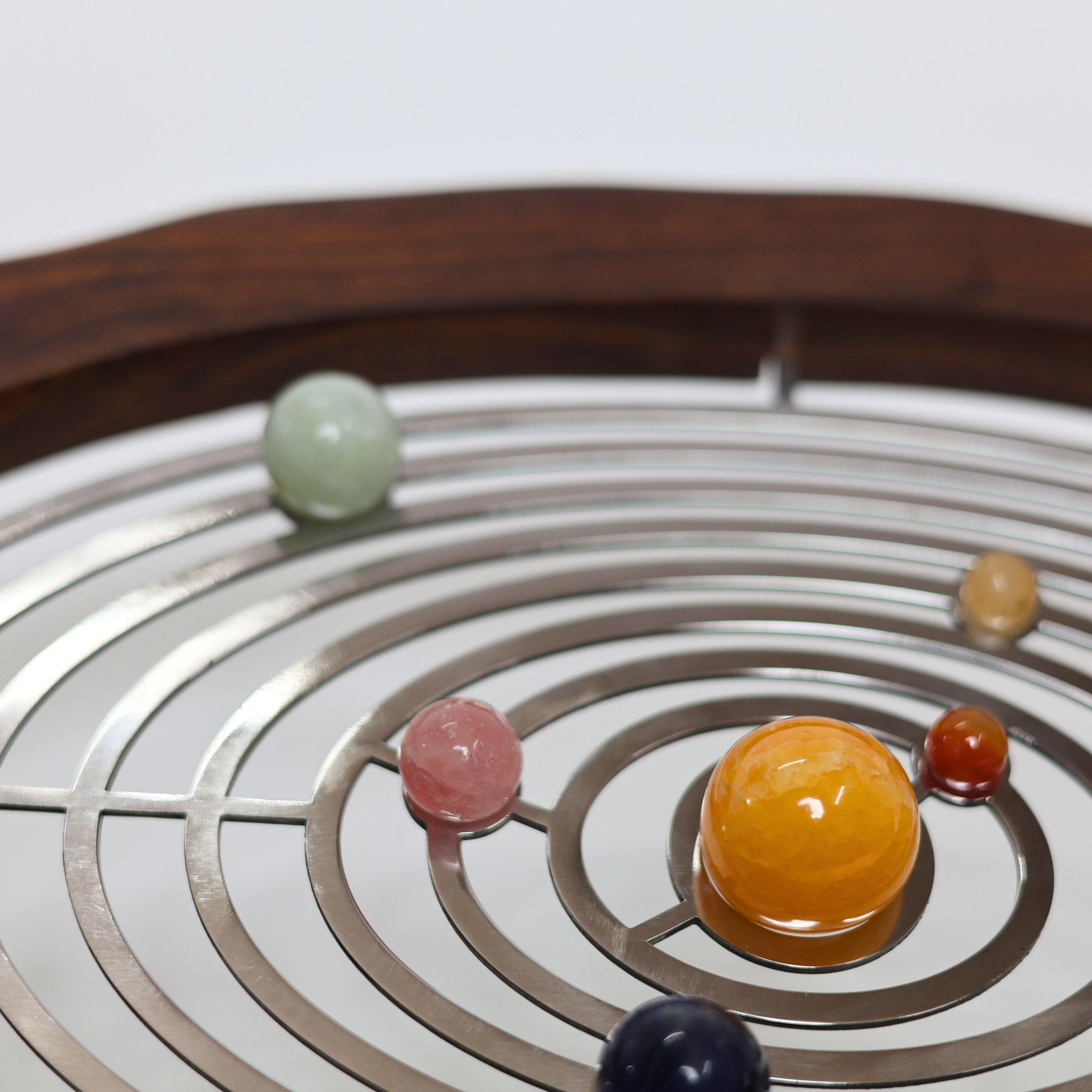 Oval Gemstone Solar System Desk Model on Rosewood Base view 4