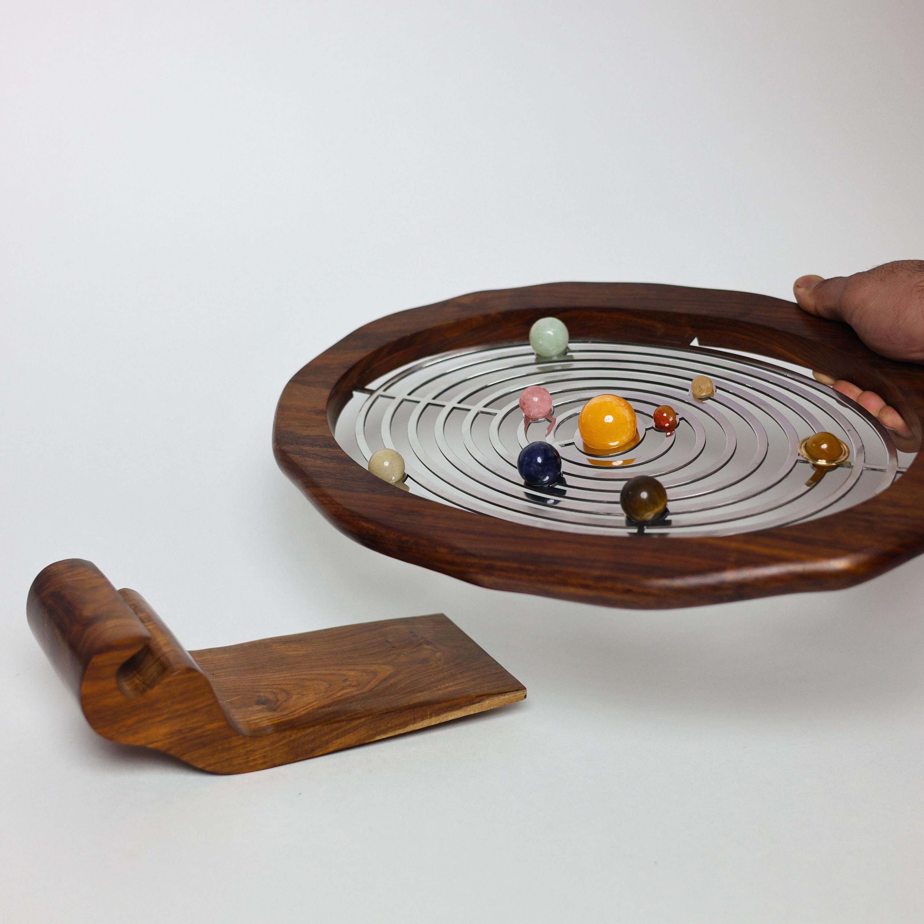 Oval Gemstone Solar System Desk Model on Rosewood Base view 6