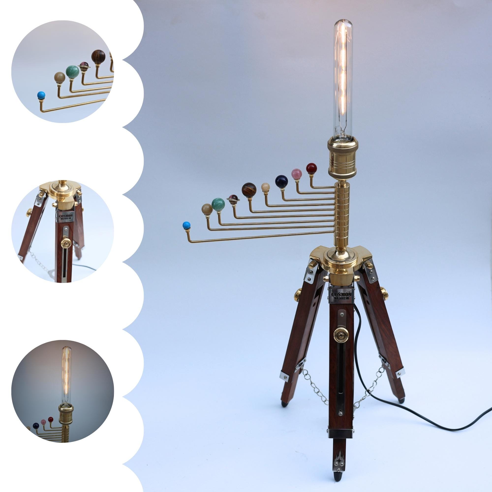 Planetarium Solar System on Rosewood Tripod Stand – Luxury Cosmos Gift view 4