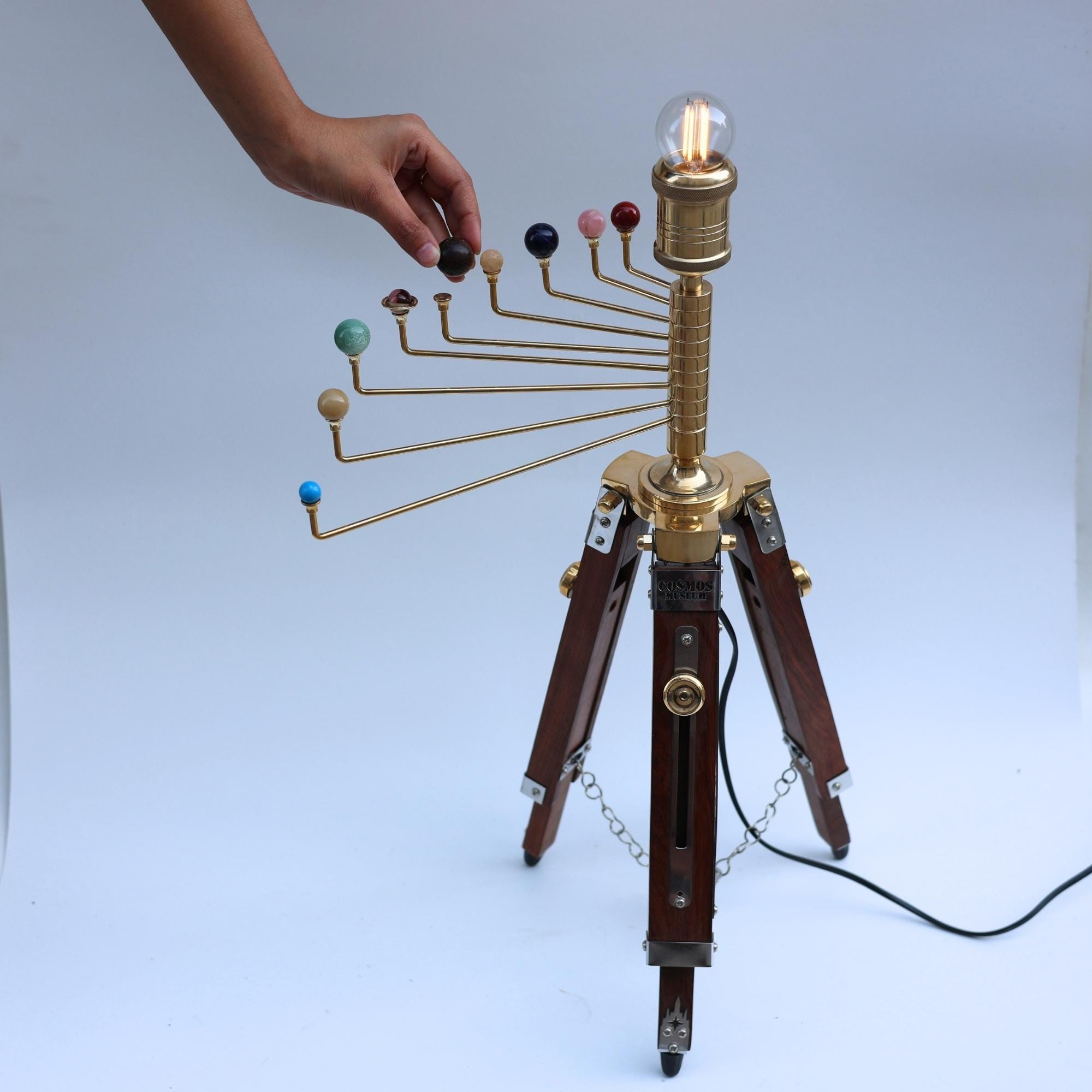 Planetarium Solar System on Rosewood Tripod Stand – Luxury Cosmos Gift view 3