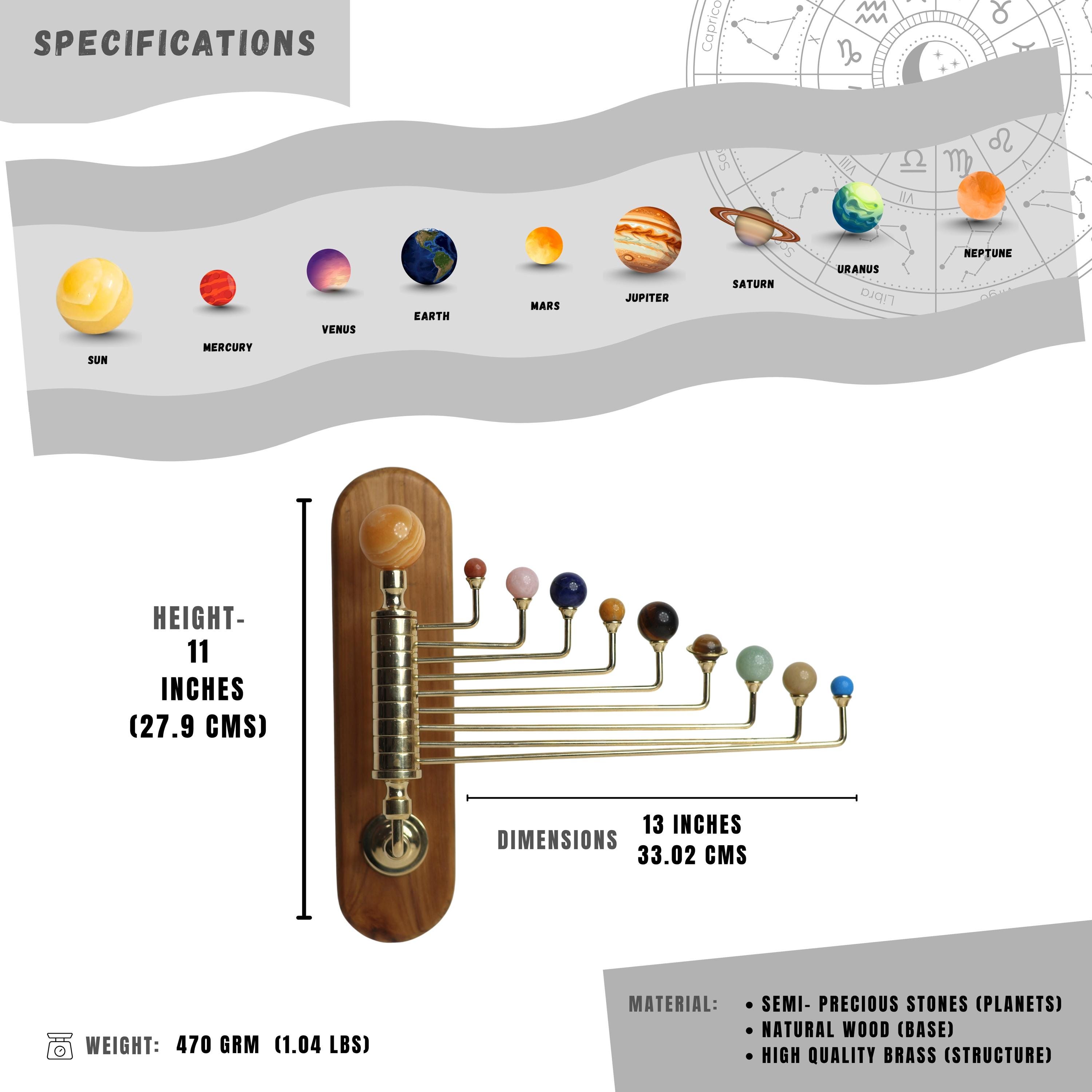 Wall Mount Solar System, with Semi-Precious Stones view 6