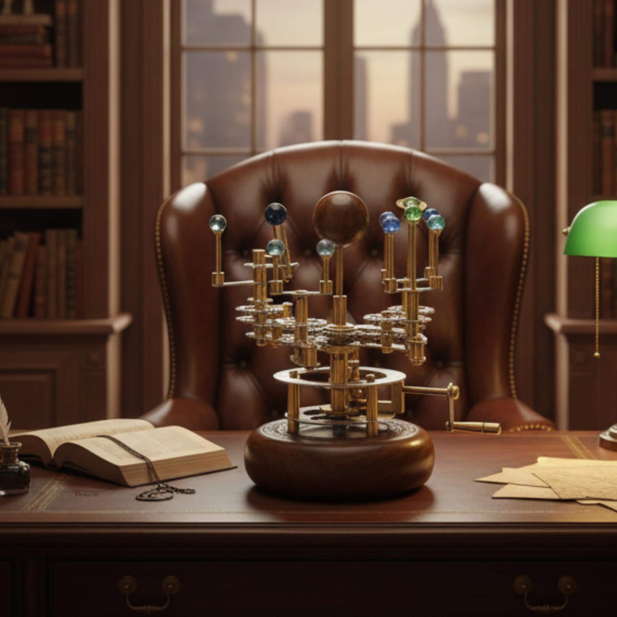 Brass Solar System Orrery, Shelf Display view 3