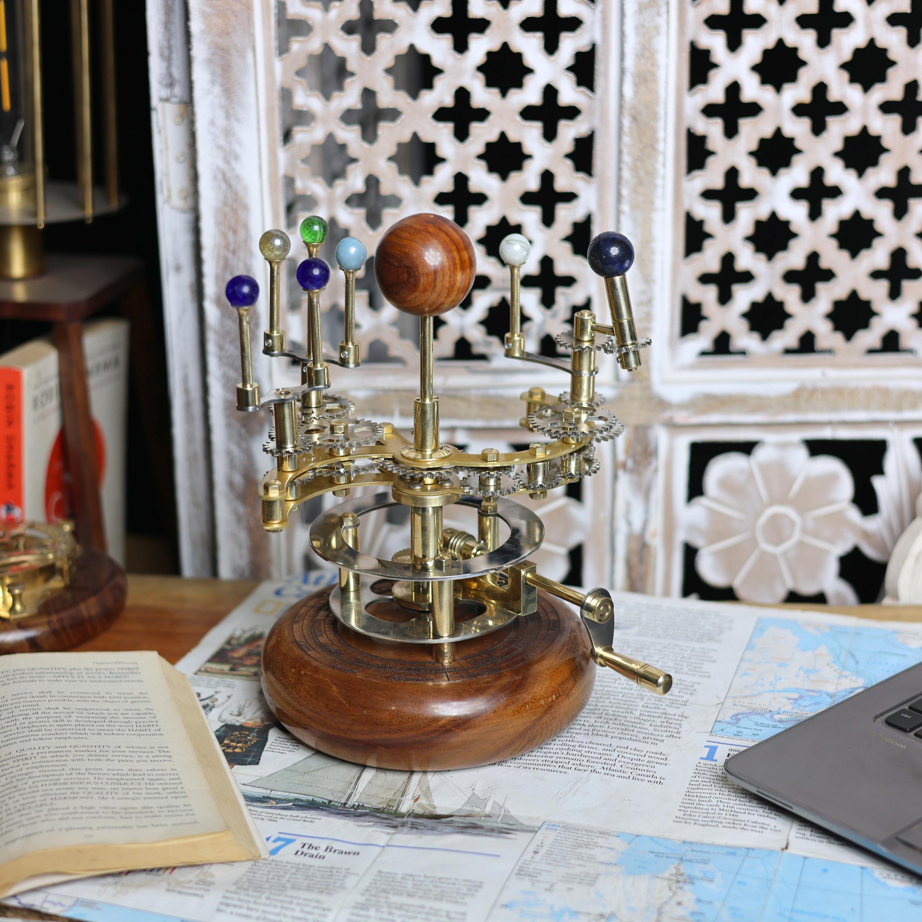 Brass Solar System Orrery, Shelf Display view 4