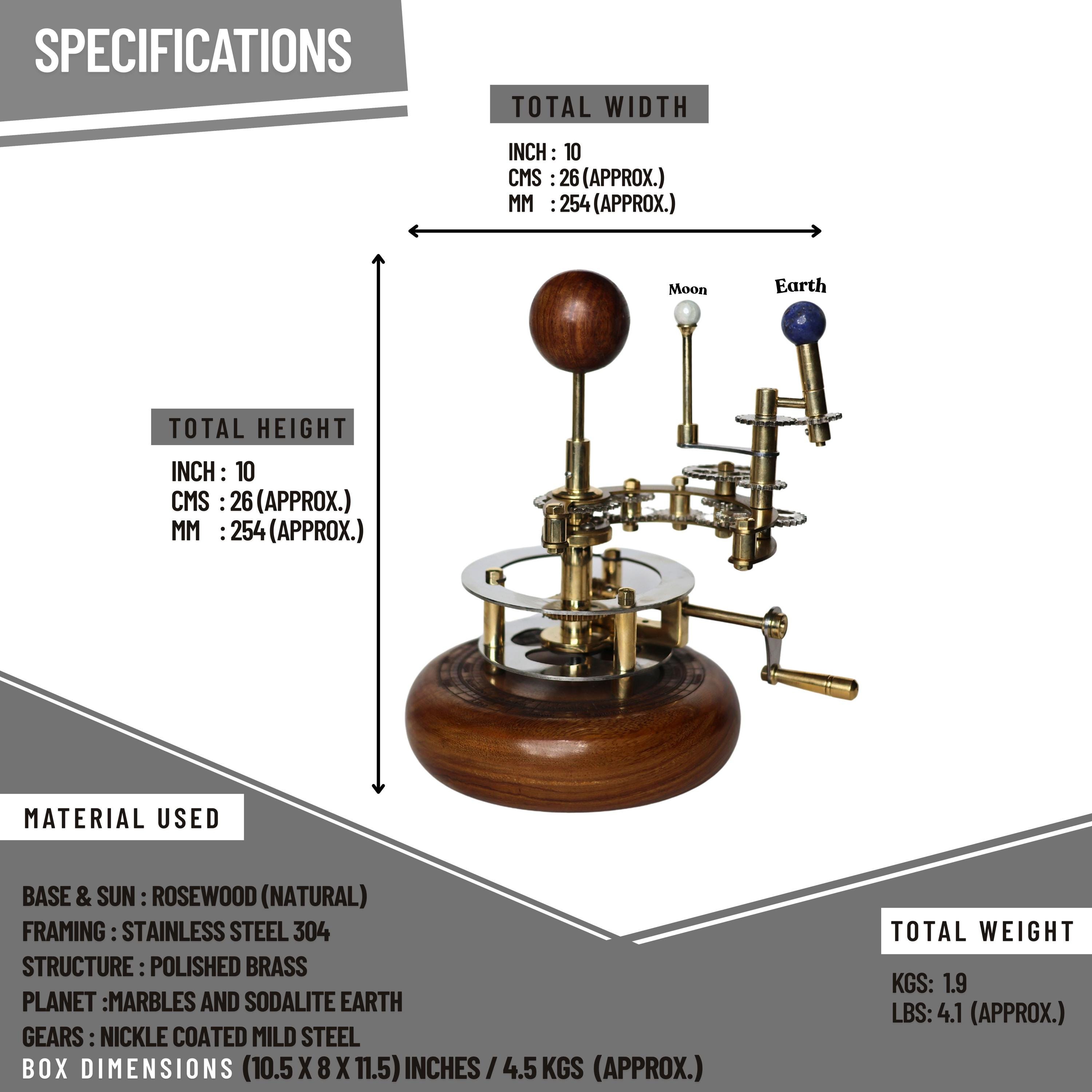 Brass Solar System Orrery, Shelf Display view 4