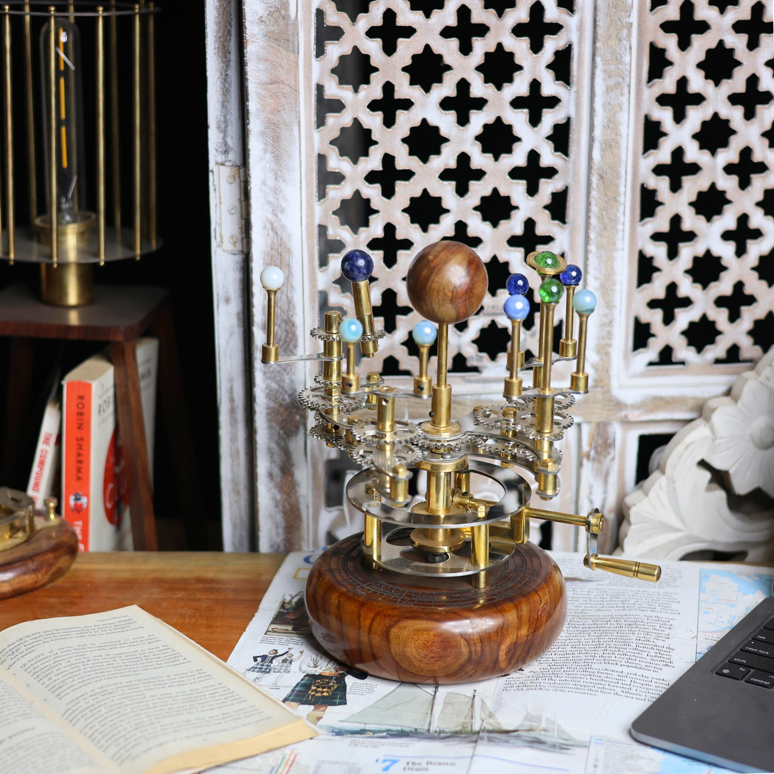 Brass Solar System Orrery, Shelf Display view 5