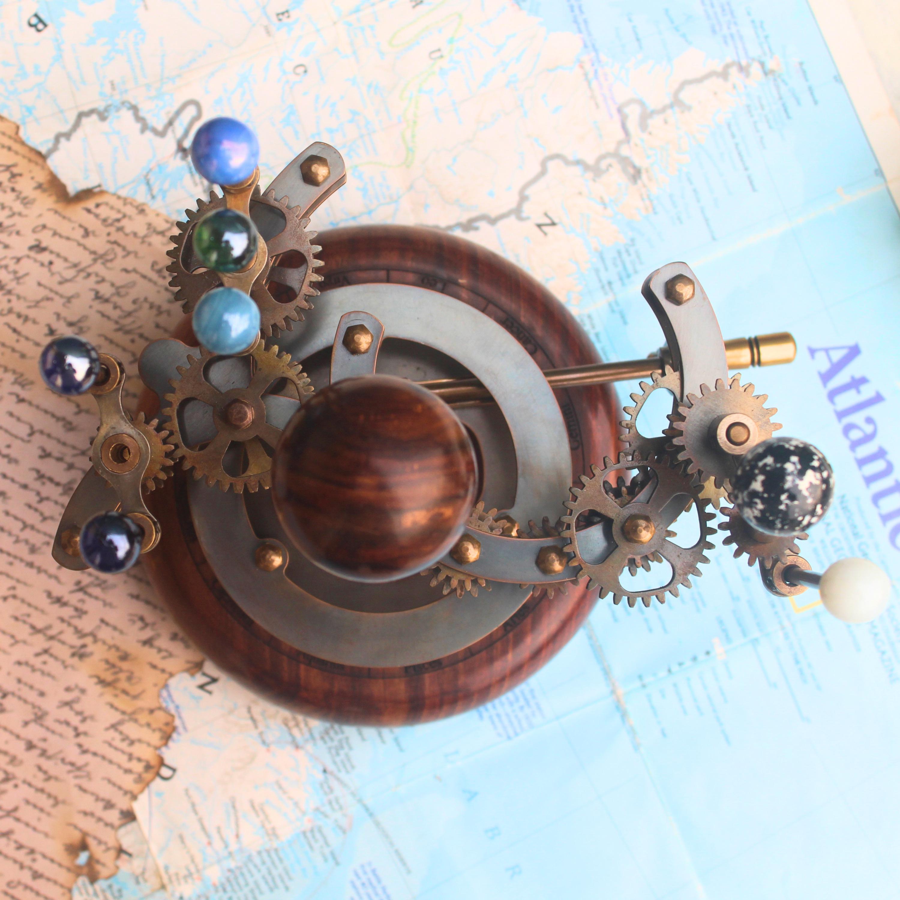 Brass Solar System Orrery, Shelf Display view 3
