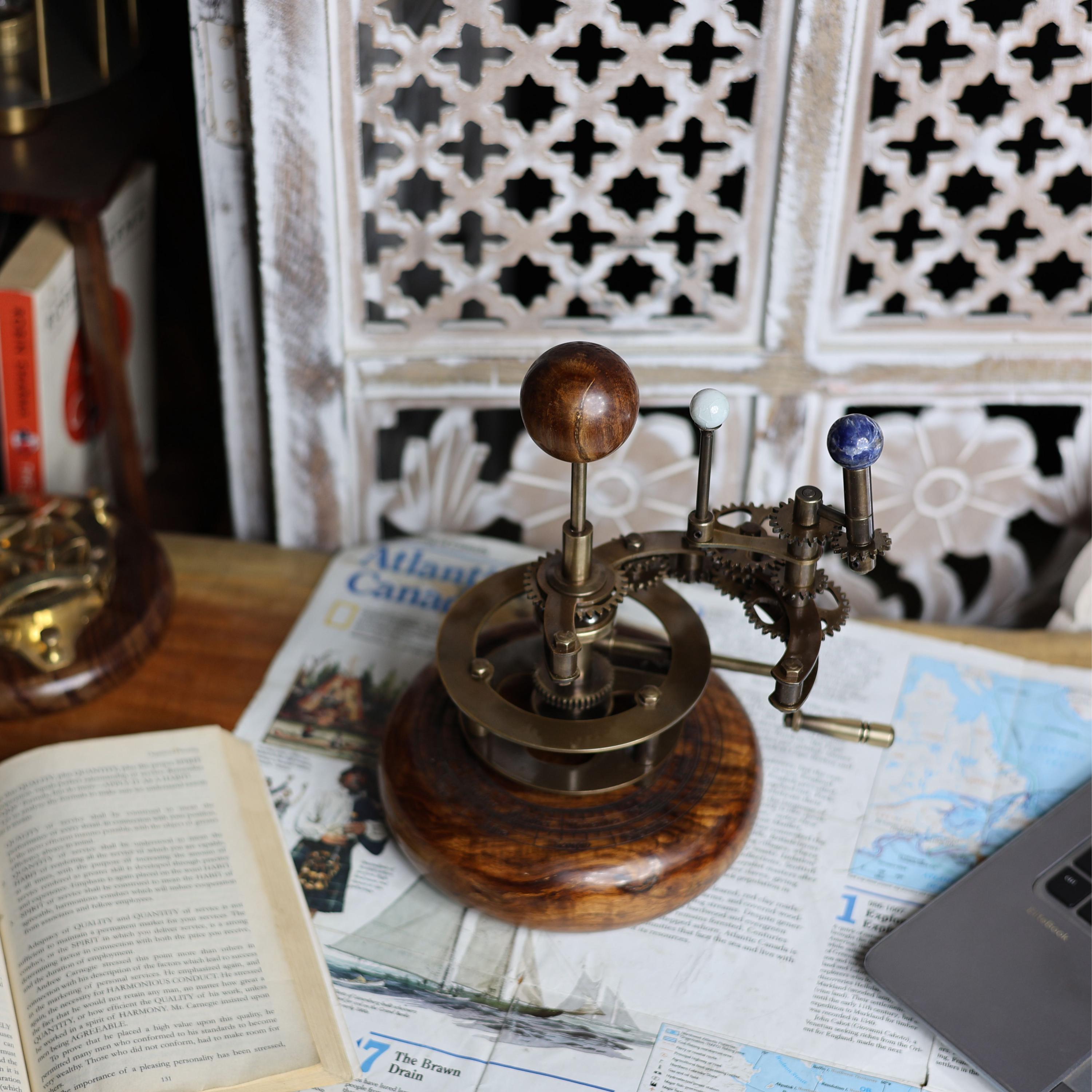 Brass Solar System Orrery, Shelf Display view 3