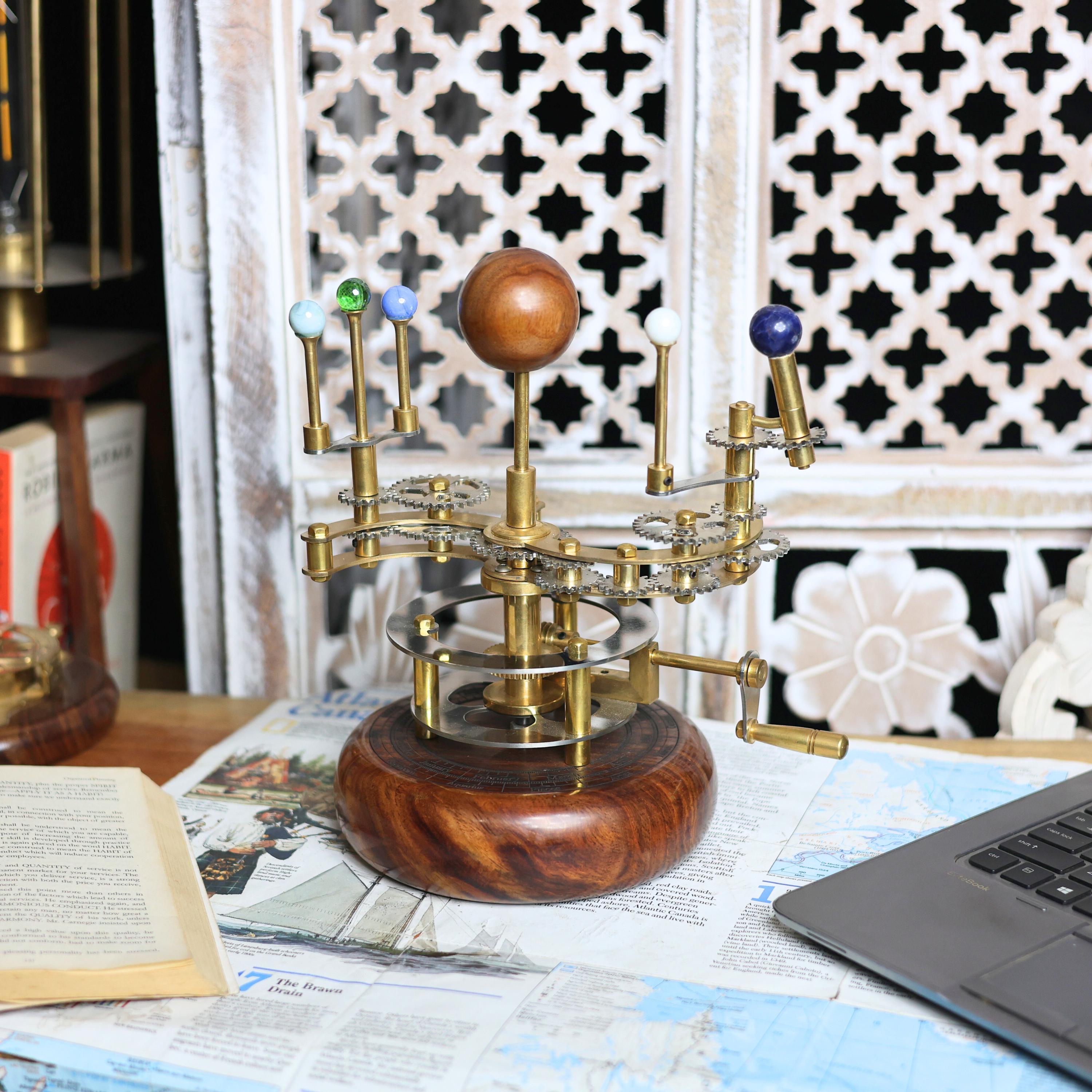 Brass Solar System Orrery, Shelf Display view 6