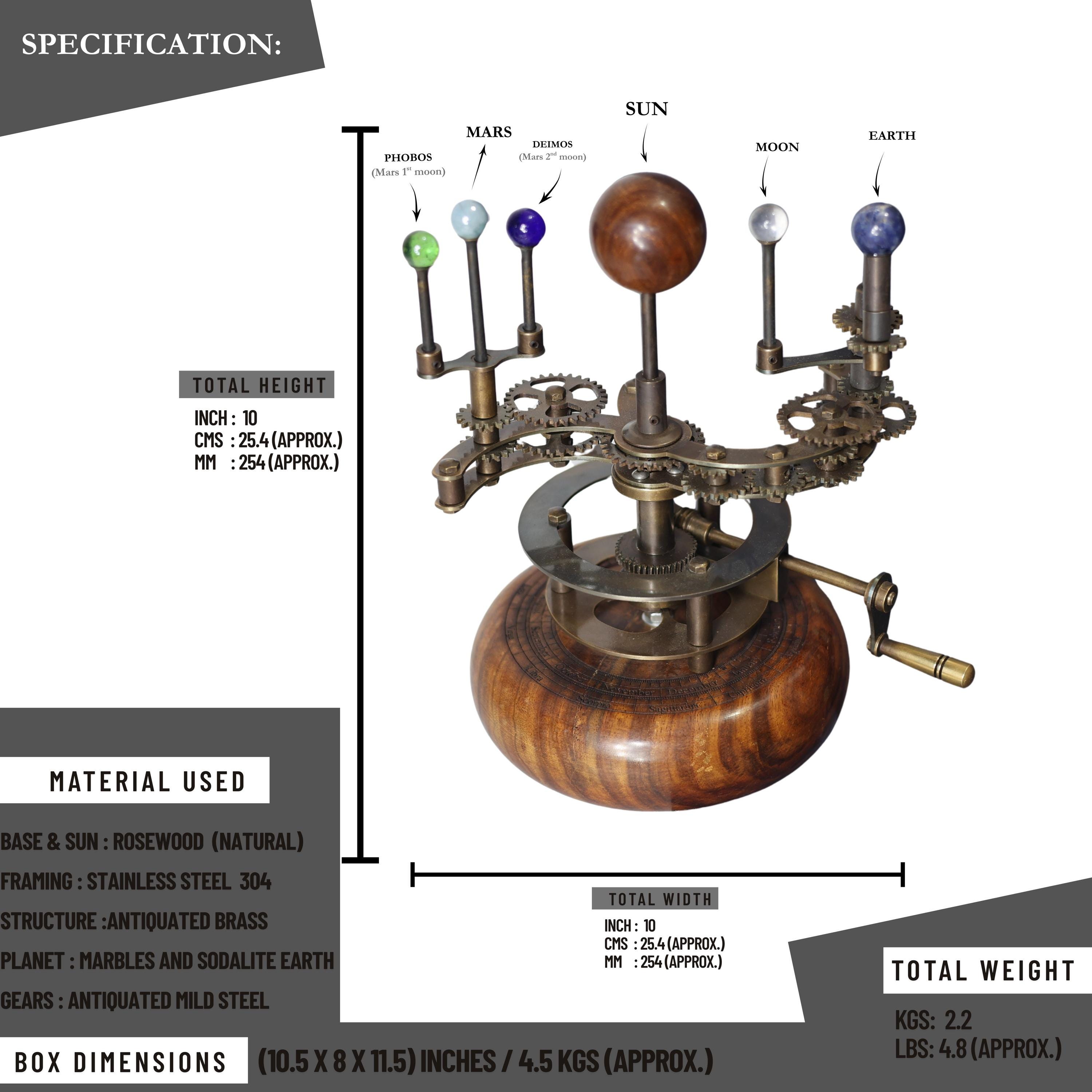 Brass Solar System Orrery, Shelf Display view 3