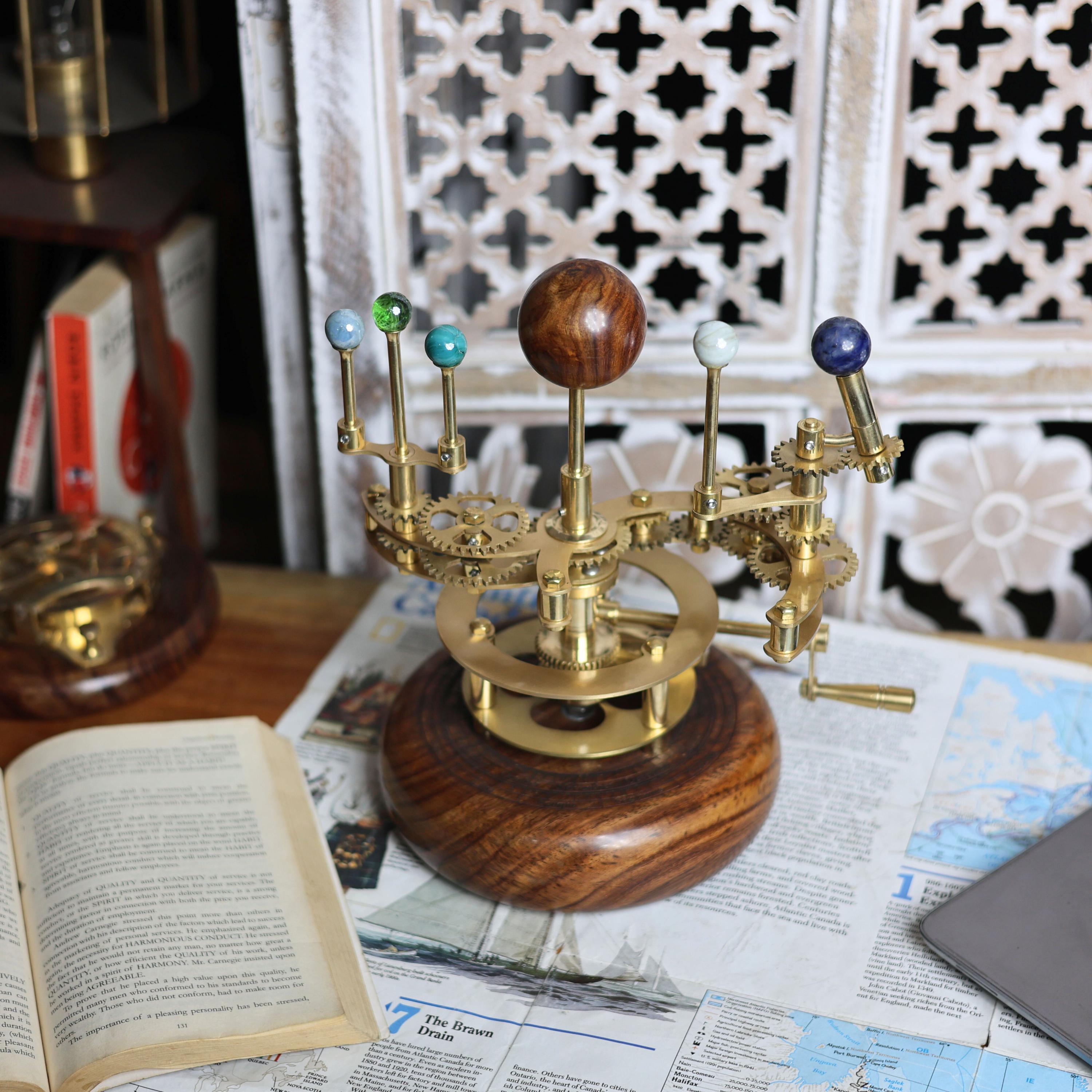 Brass Solar System Orrery, Shelf Display view 2