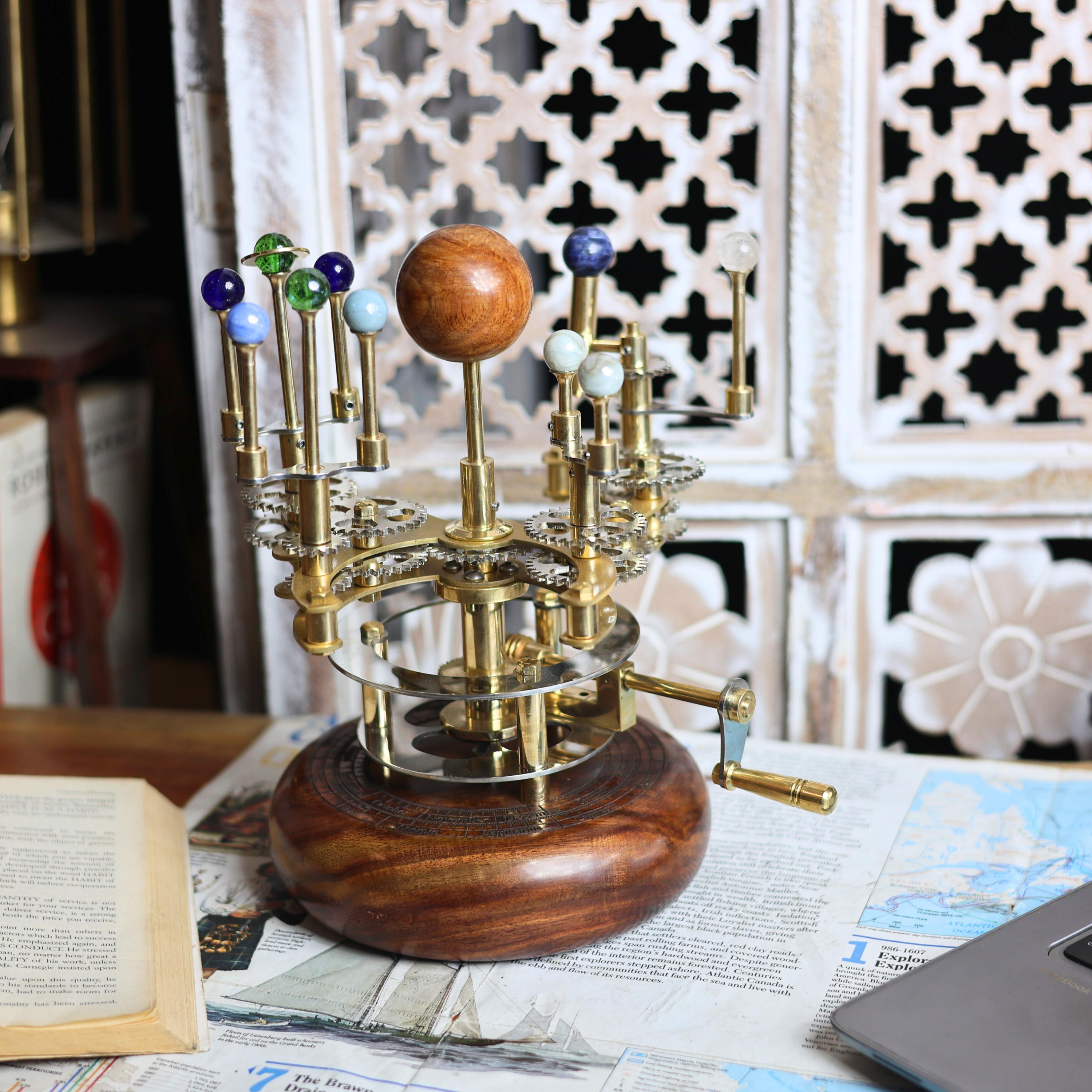 French Antique-Style Brass Orrery, Shelf Model view 4