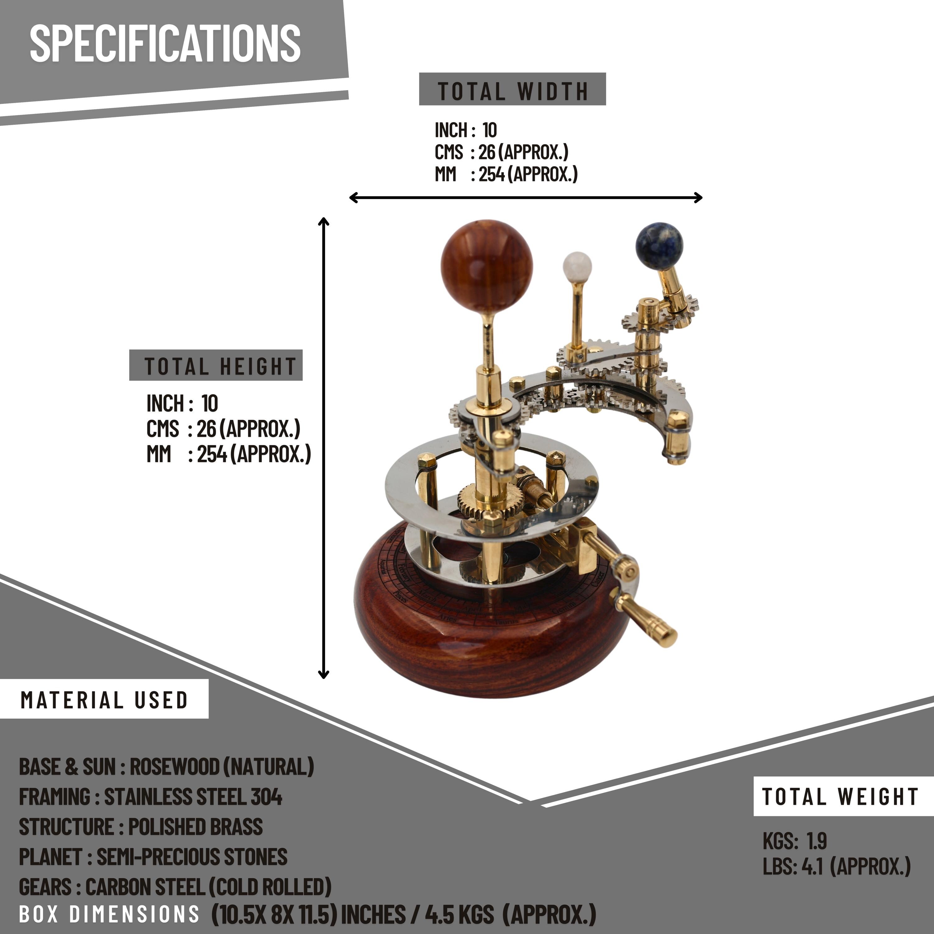 Brass Solar System Orrery, Shelf Display view 4