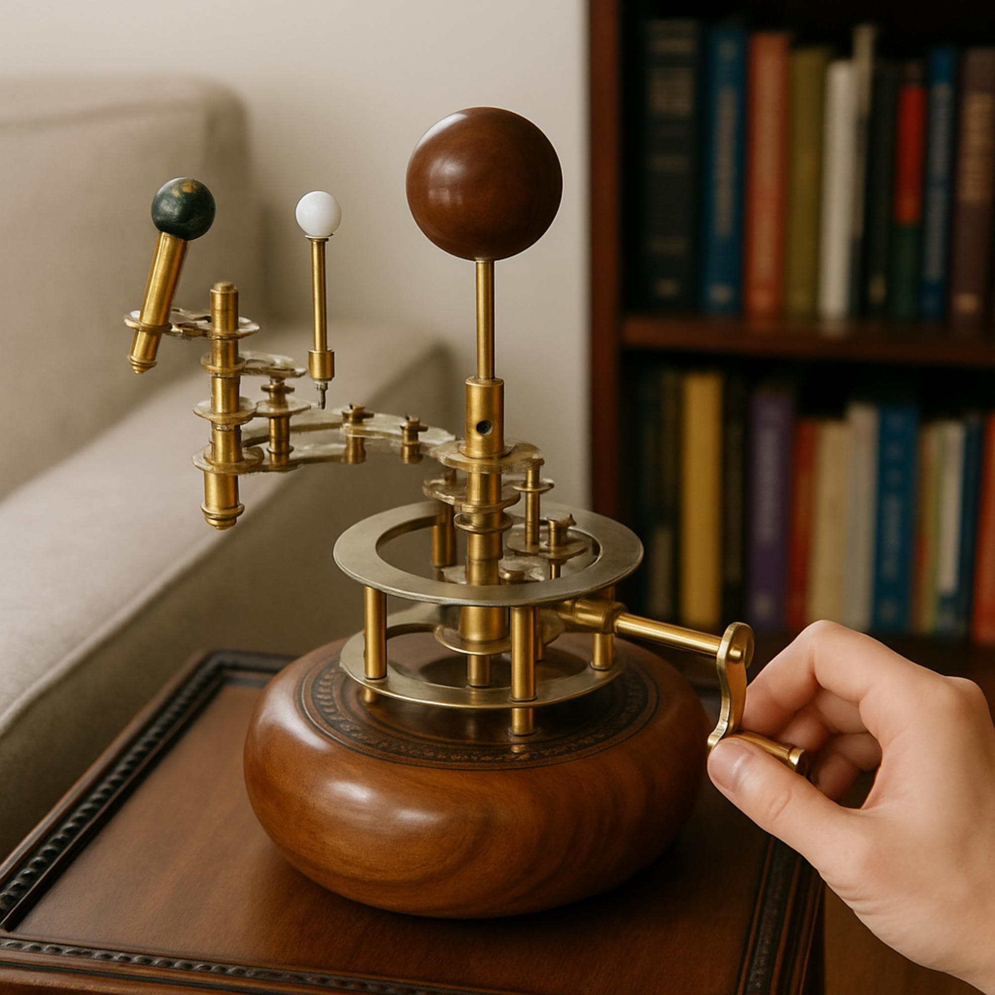 Brass Solar System Orrery, Shelf Display view 4