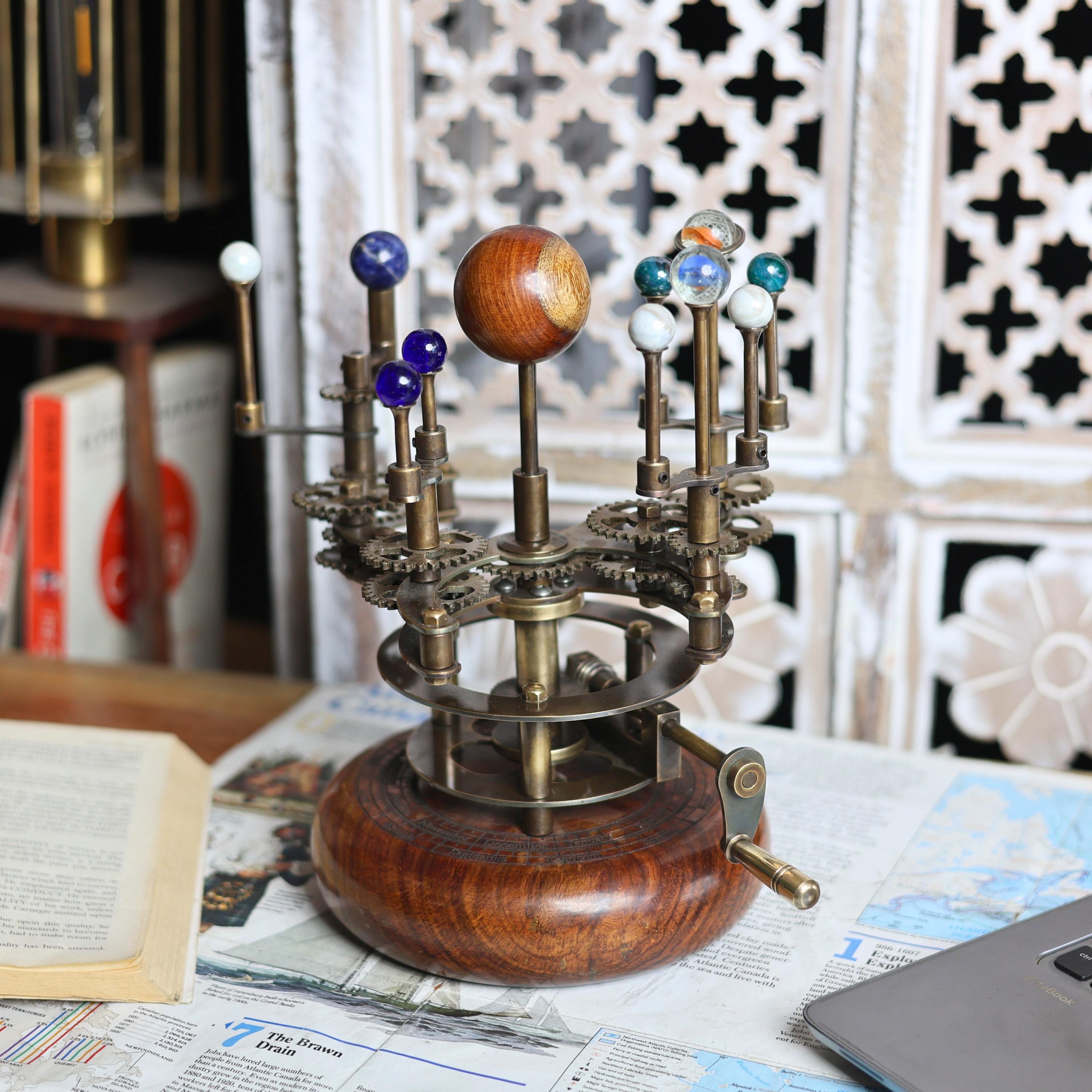 Royal-Finish Brass Solar System Orrery, Shelf view 2