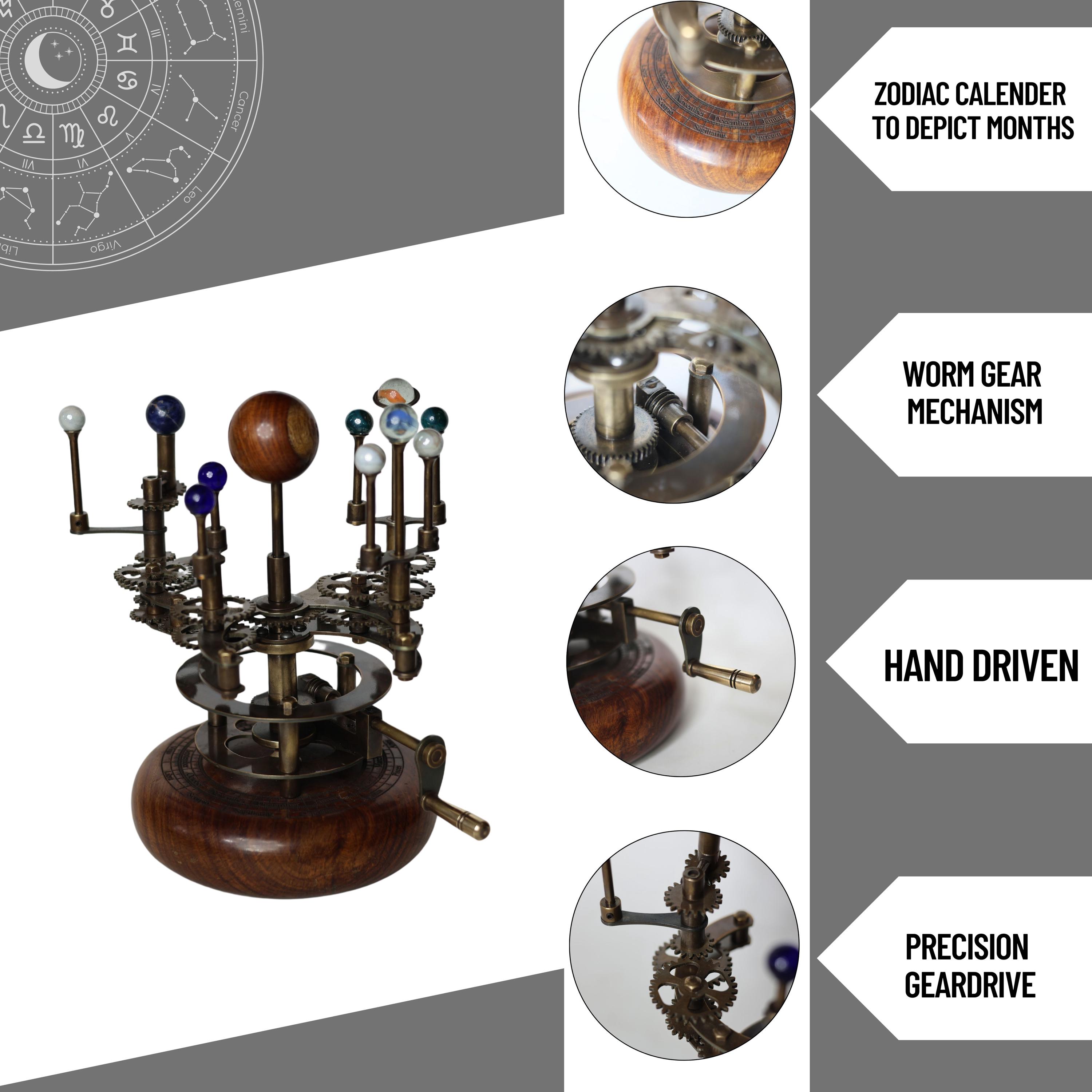 French Antique-Style Brass Orrery, Shelf Model view 6