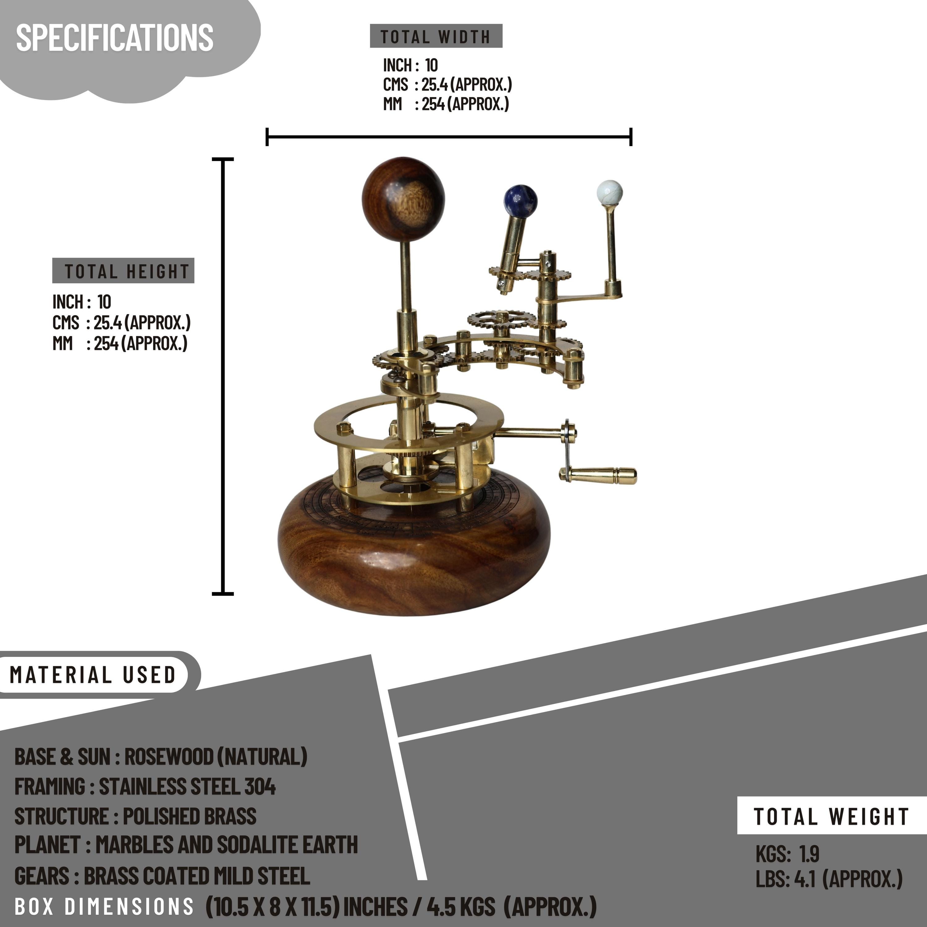 Brass Sun-Earth-Moon Tellurion, Shelf Model view 6