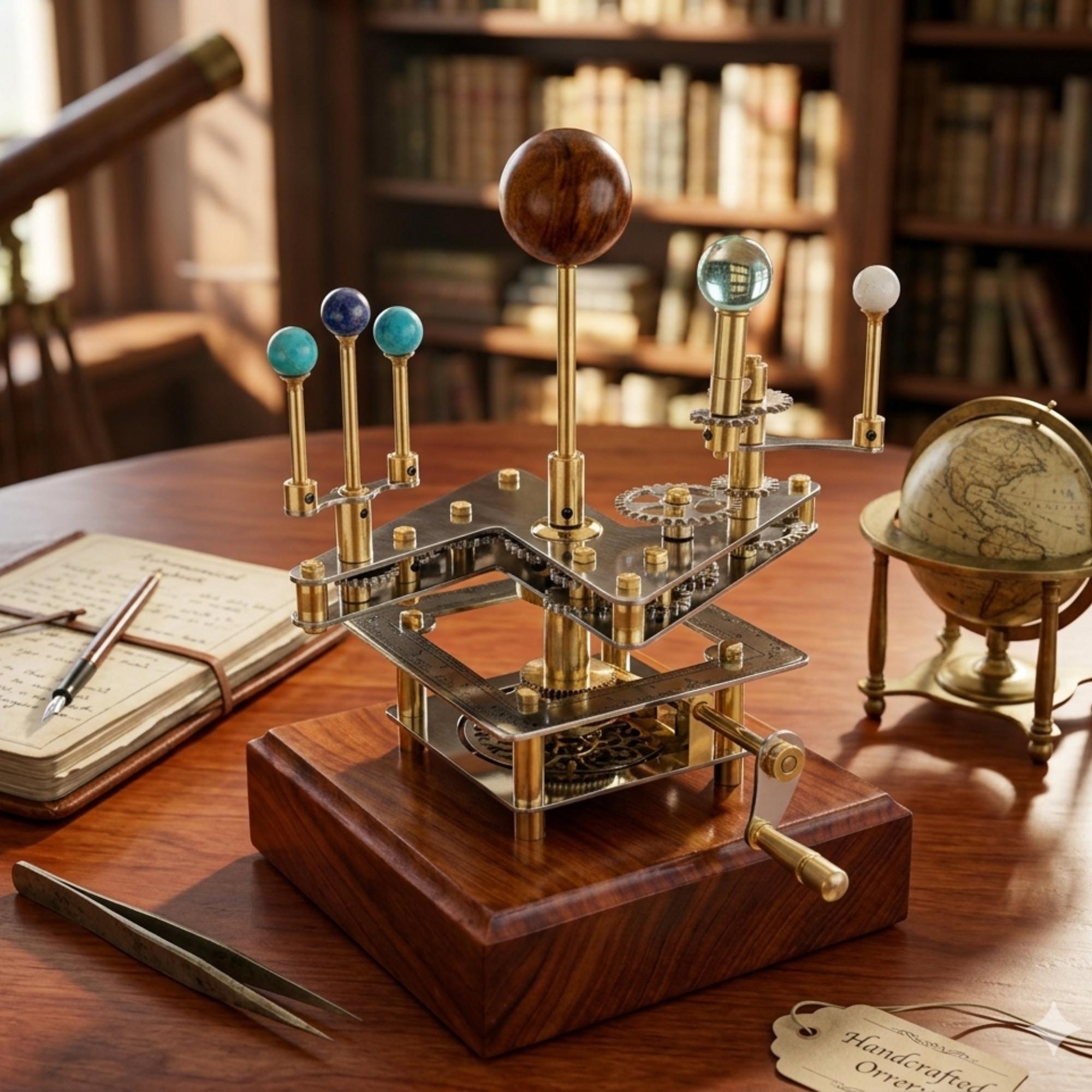 Brass Solar System Orrery, Shelf Display view 2
