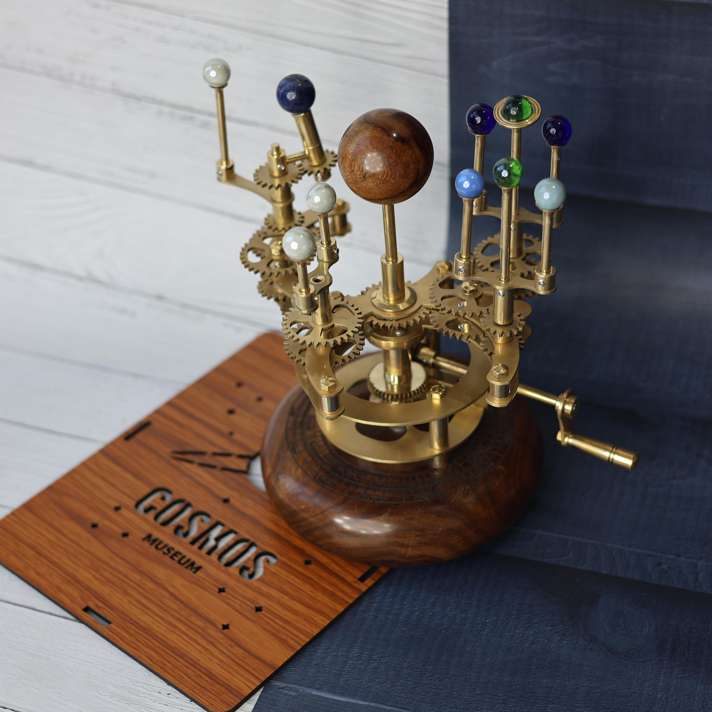Antique-Finish Brass Solar System Orrery, Shelf view 4