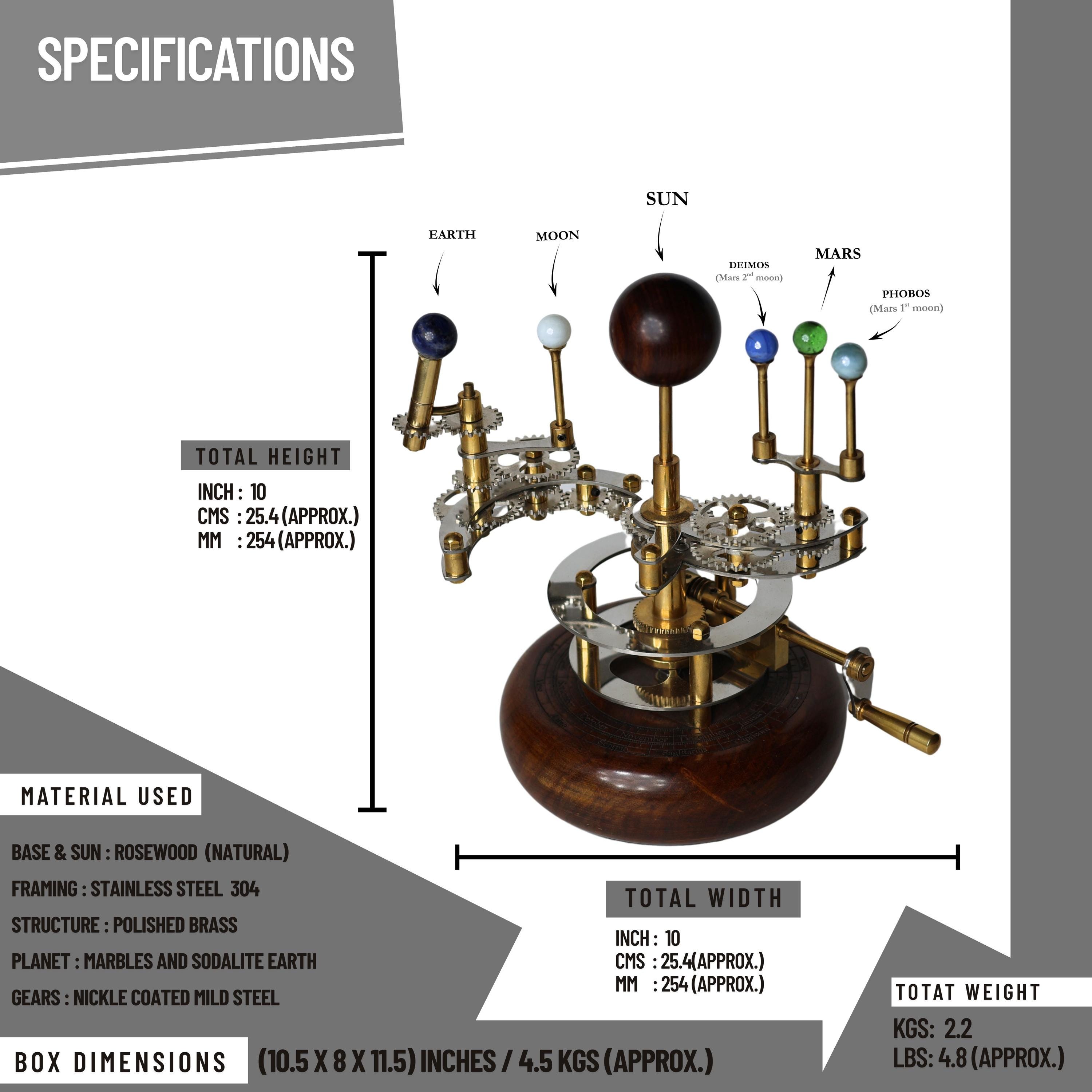 Brass Solar System Orrery, Shelf Display view 4