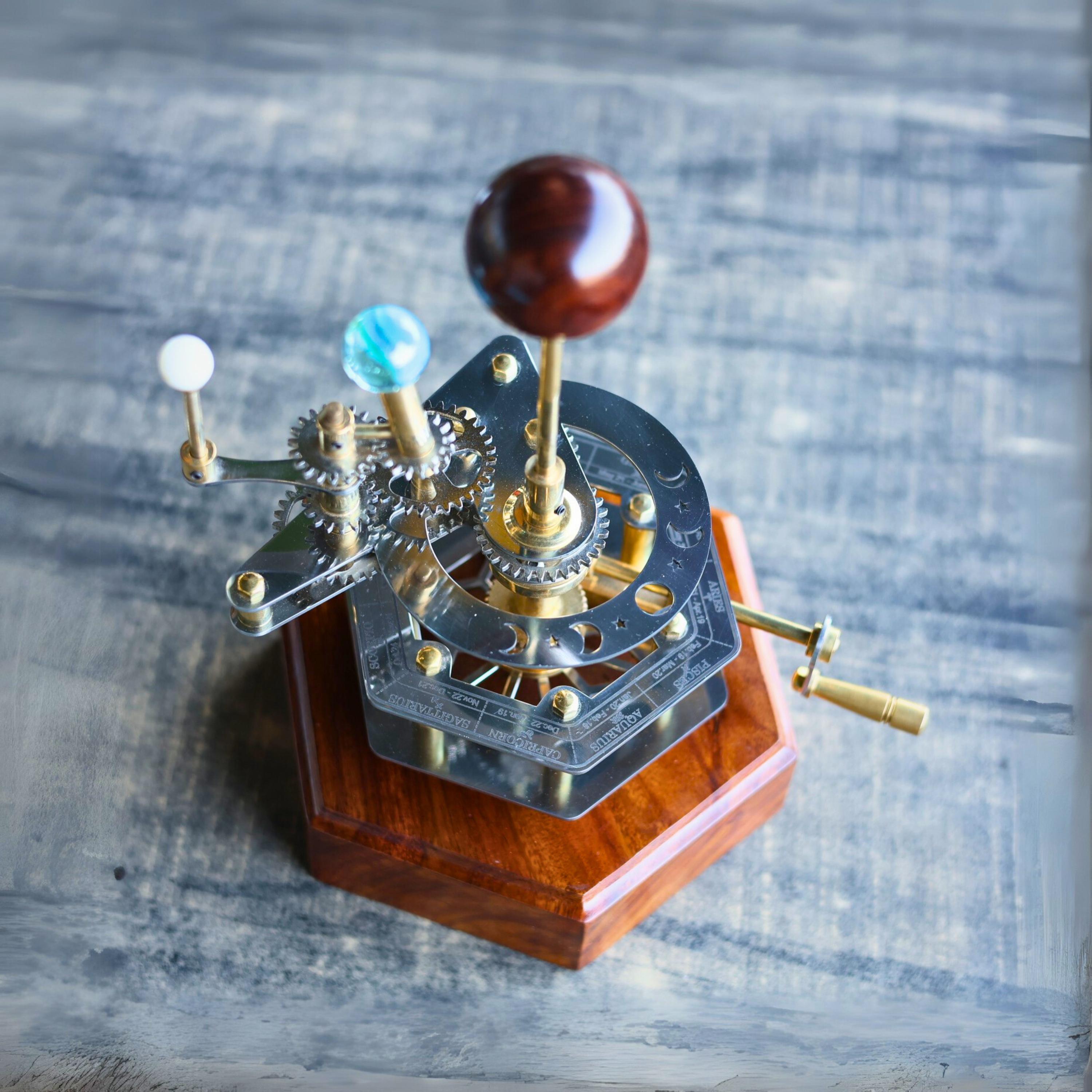 Brass Solar System Orrery, Shelf Display view 2