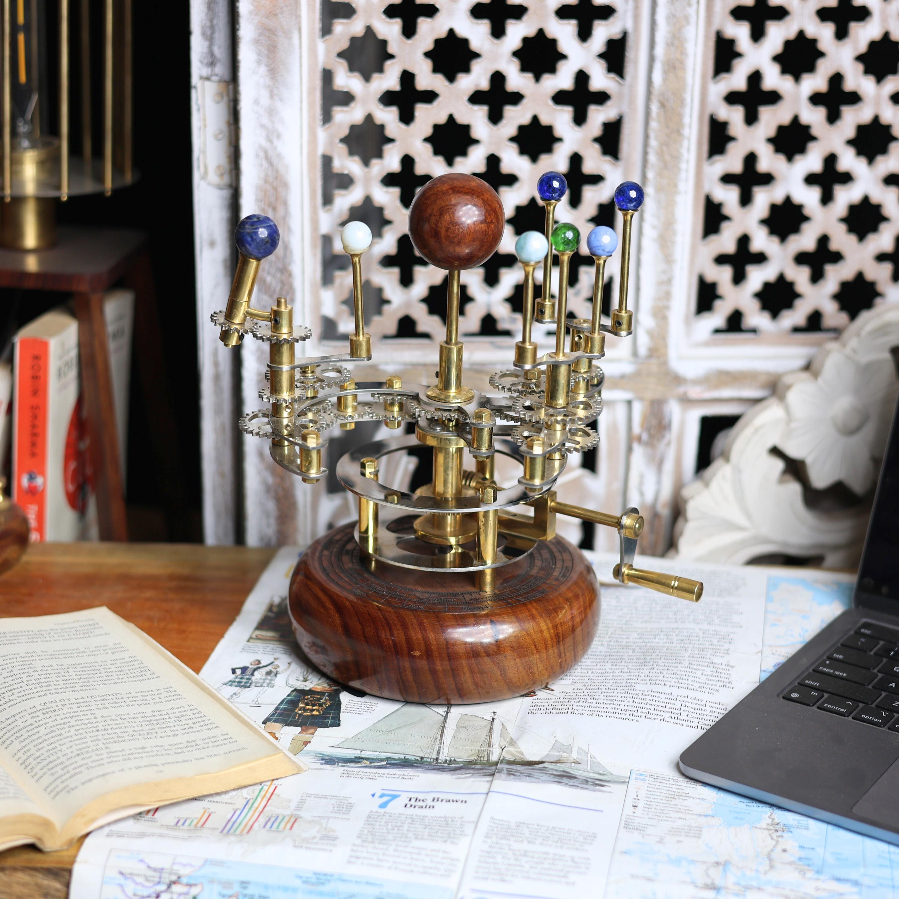 Brass Solar System Orrery, Shelf Display view 2