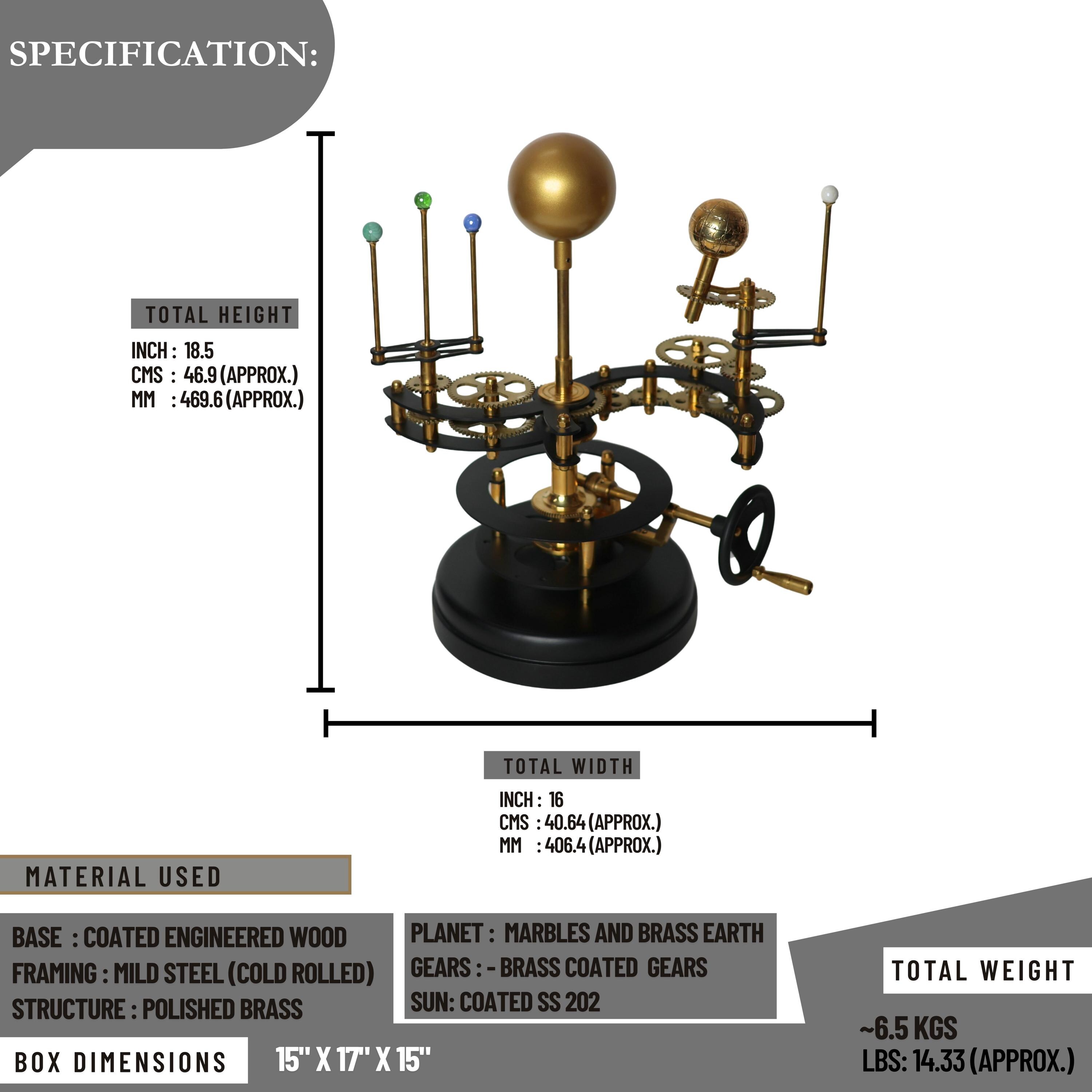 Brass Orrery with Semi-Precious Stone Planets, Museum view 2