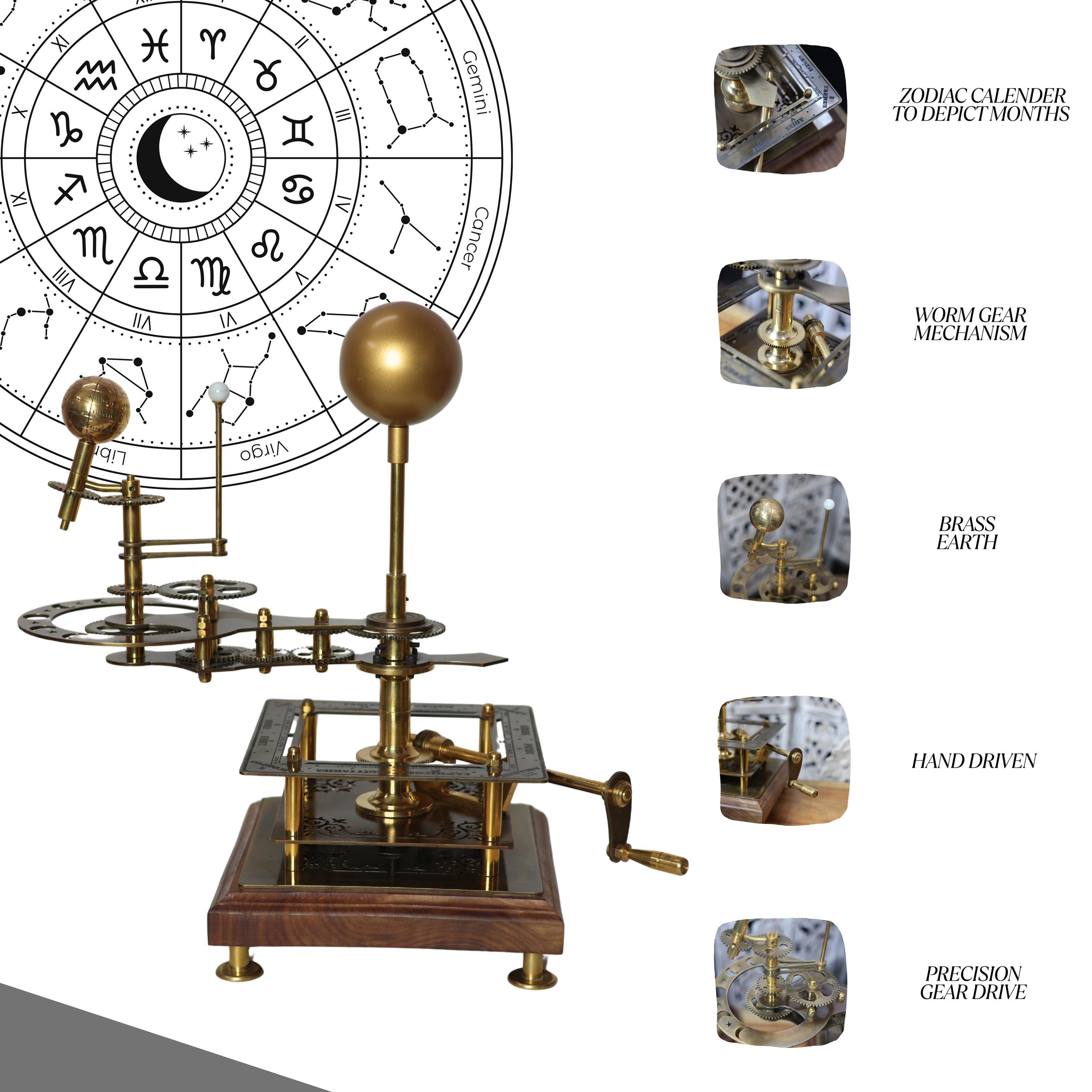 Vintage-Style Brass Solar System Orrery, Museum view 3