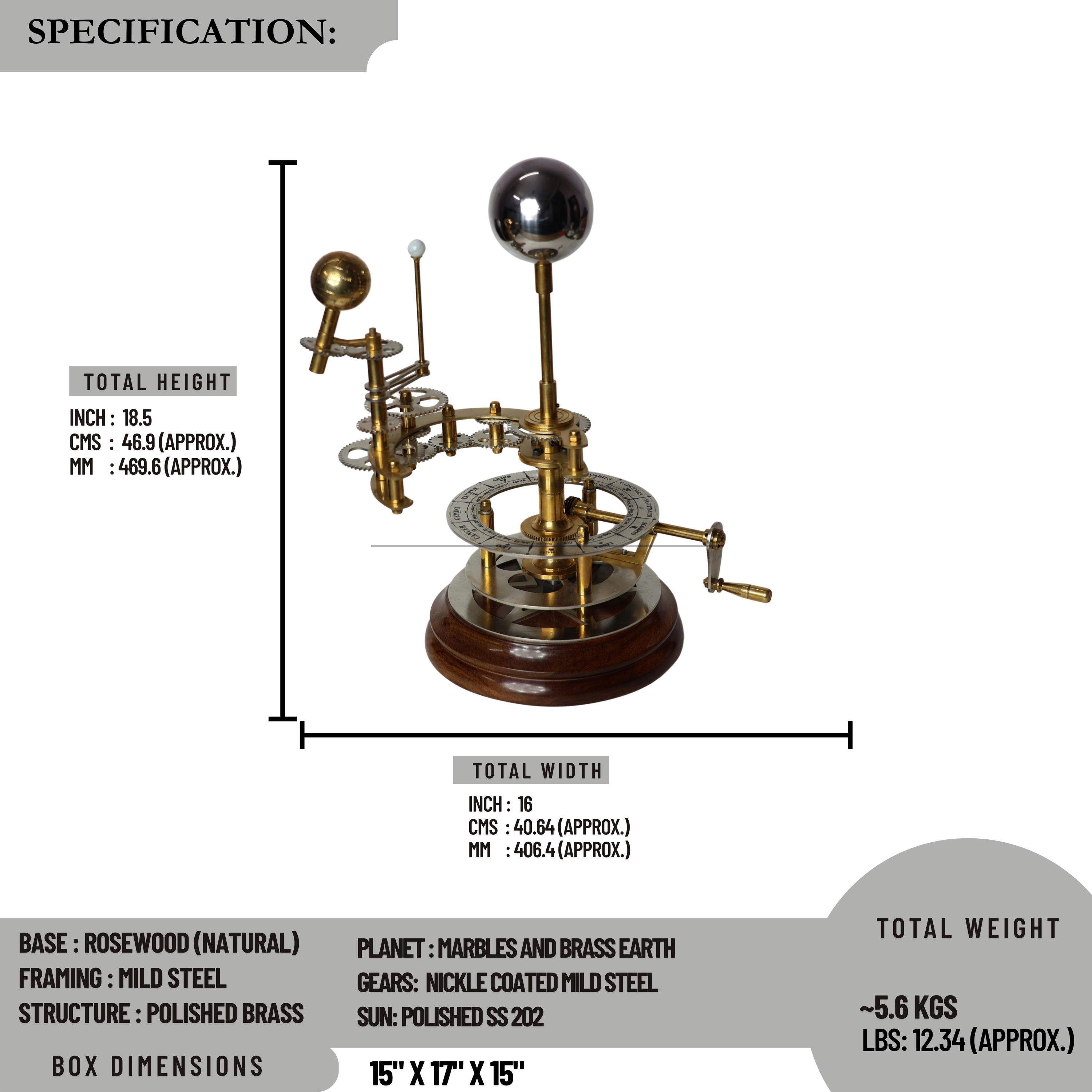 Brass Solar System Orrery, Museum Display view 3