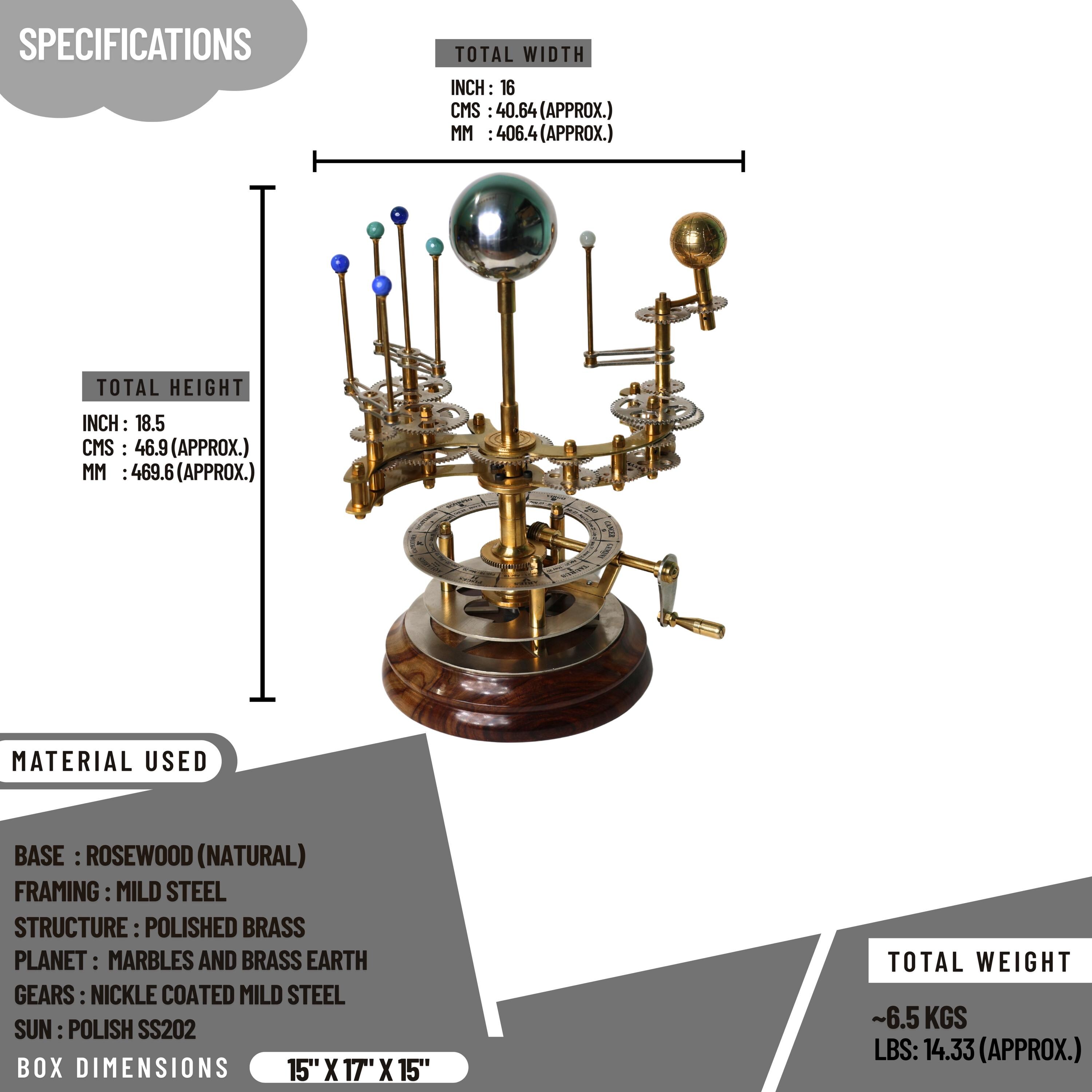 French Antique-Style Brass Orrery, Museum Model view 5