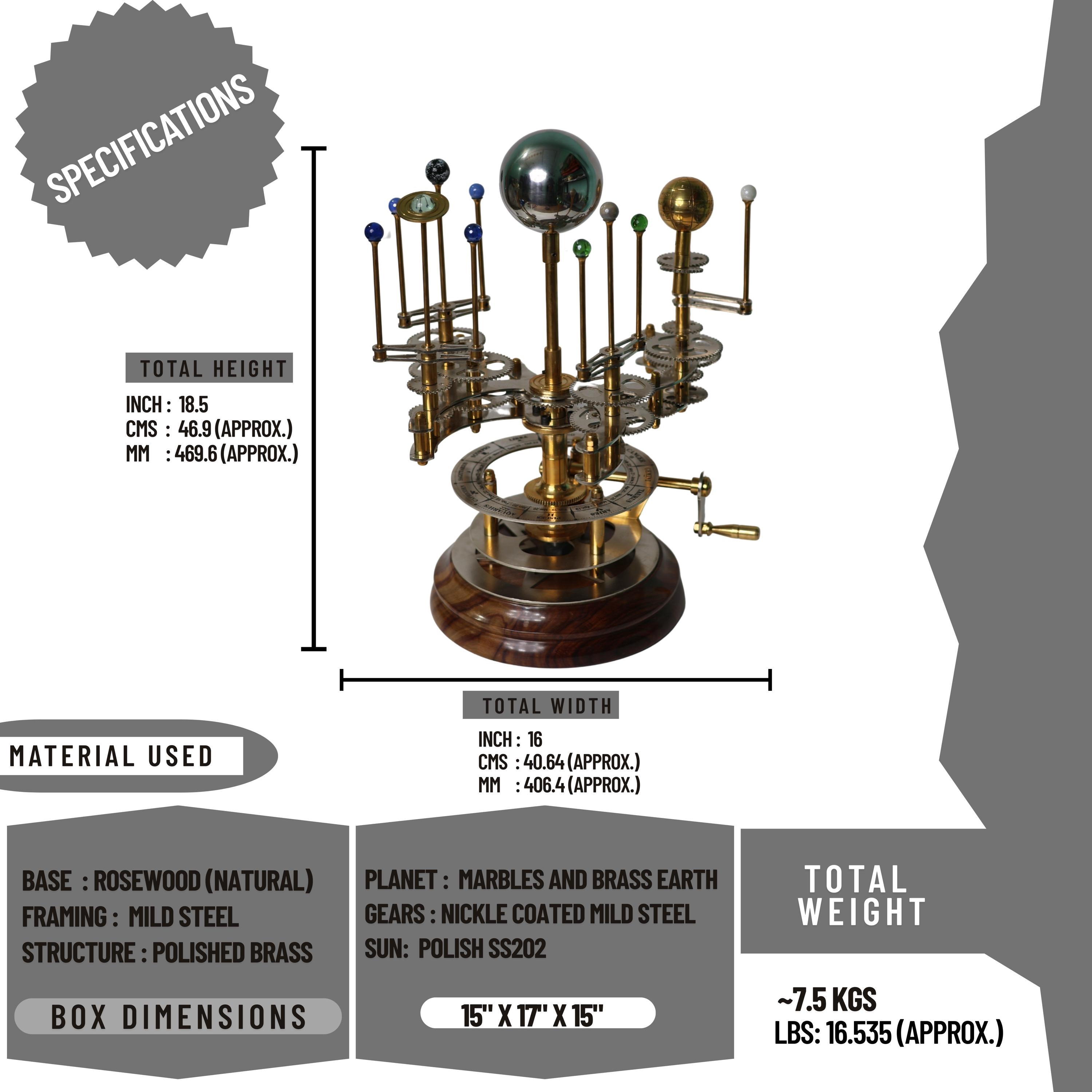 Brass Solar System Orrery, Museum Display view 3