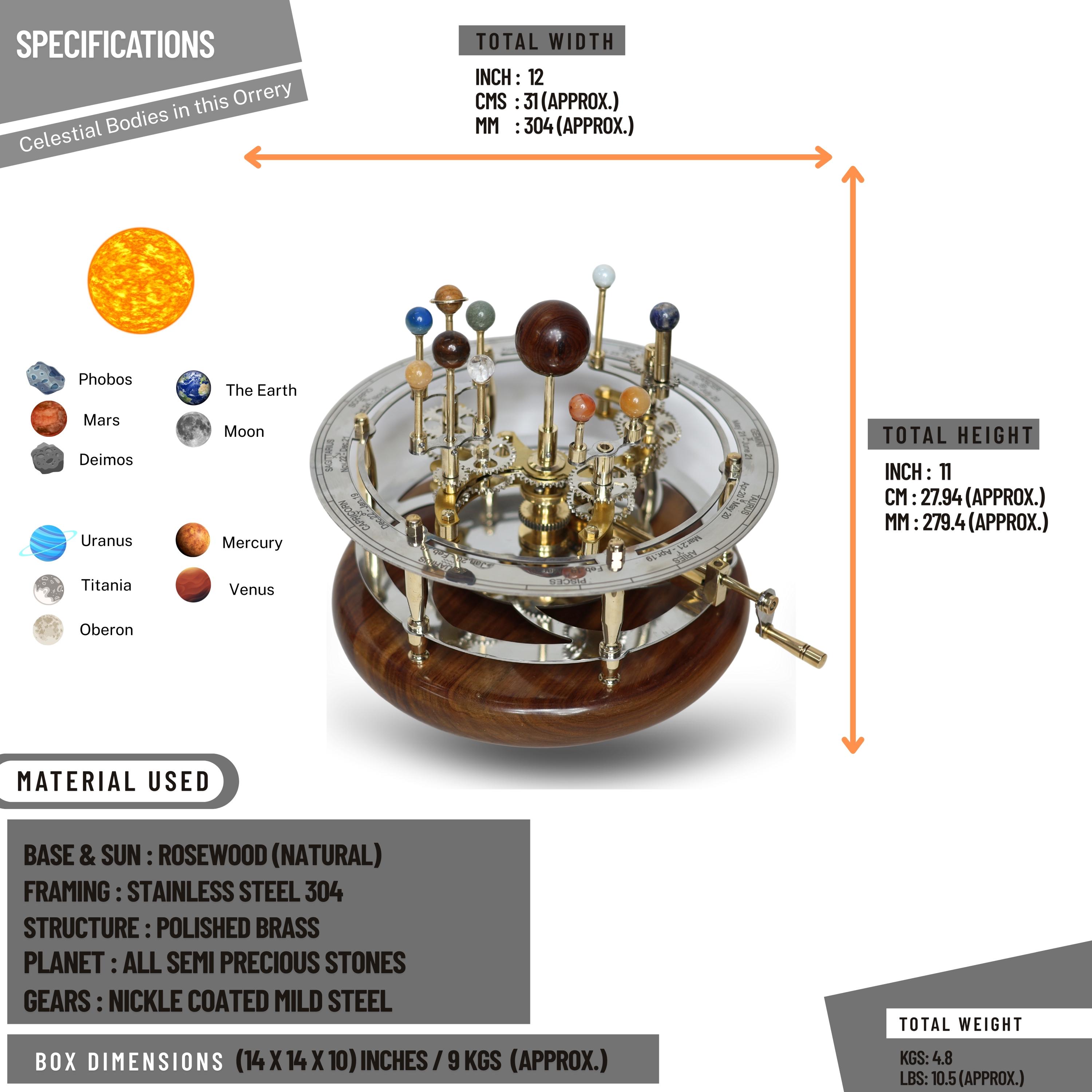 Vintage-Style Brass Solar System Orrery, Museum view 6