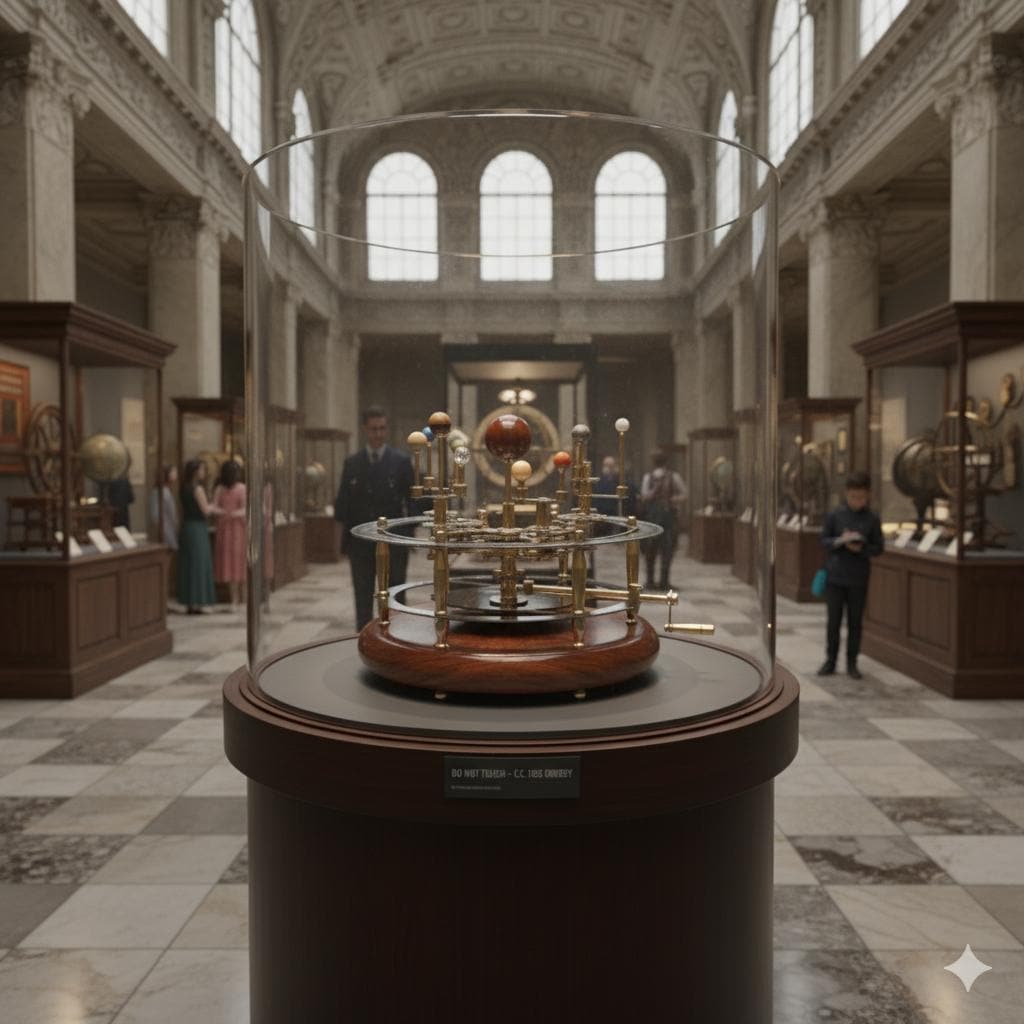 Vintage-Style Brass Solar System Orrery, Museum view 3