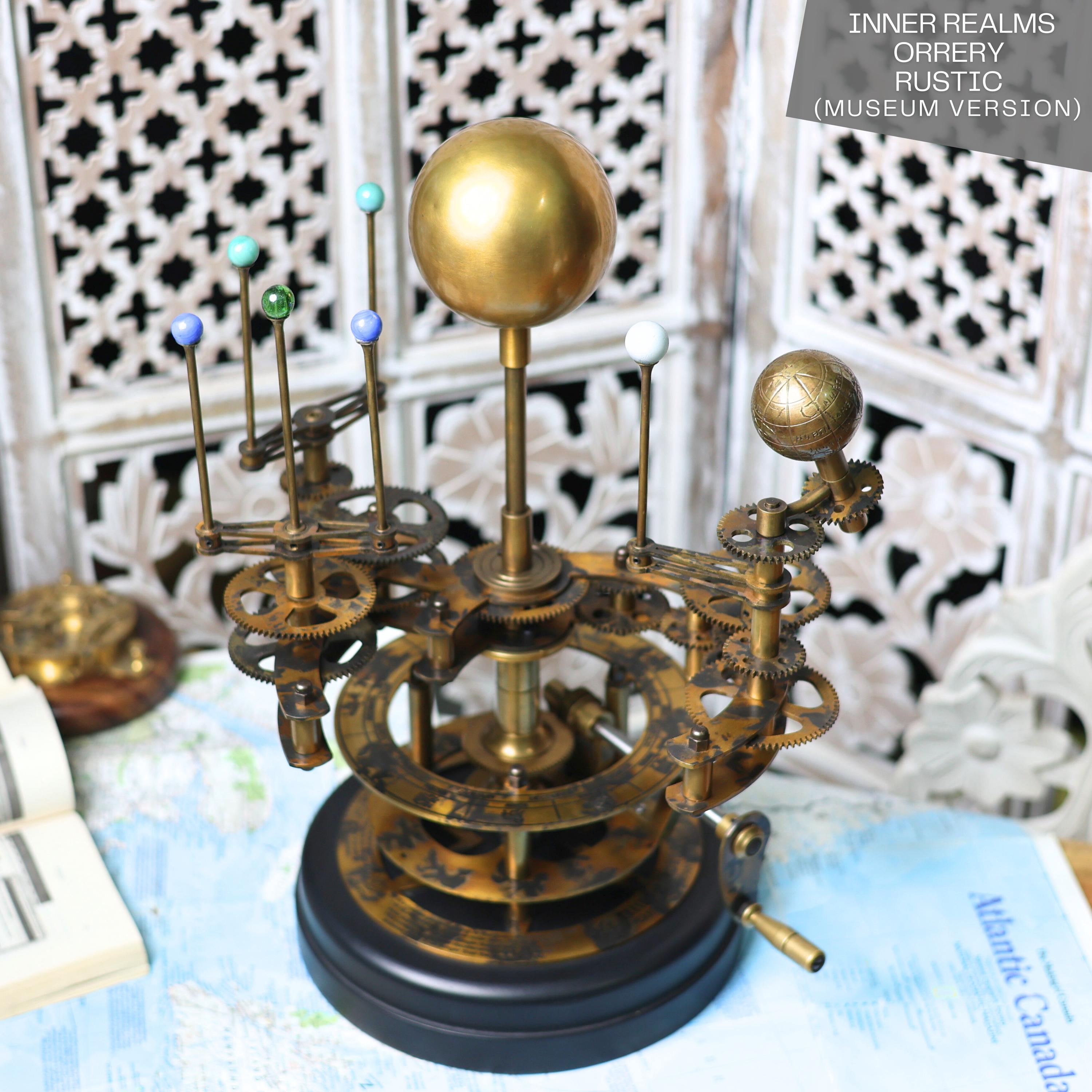 Brass Orrery with Semi-Precious Stone Planets, Museum view 2