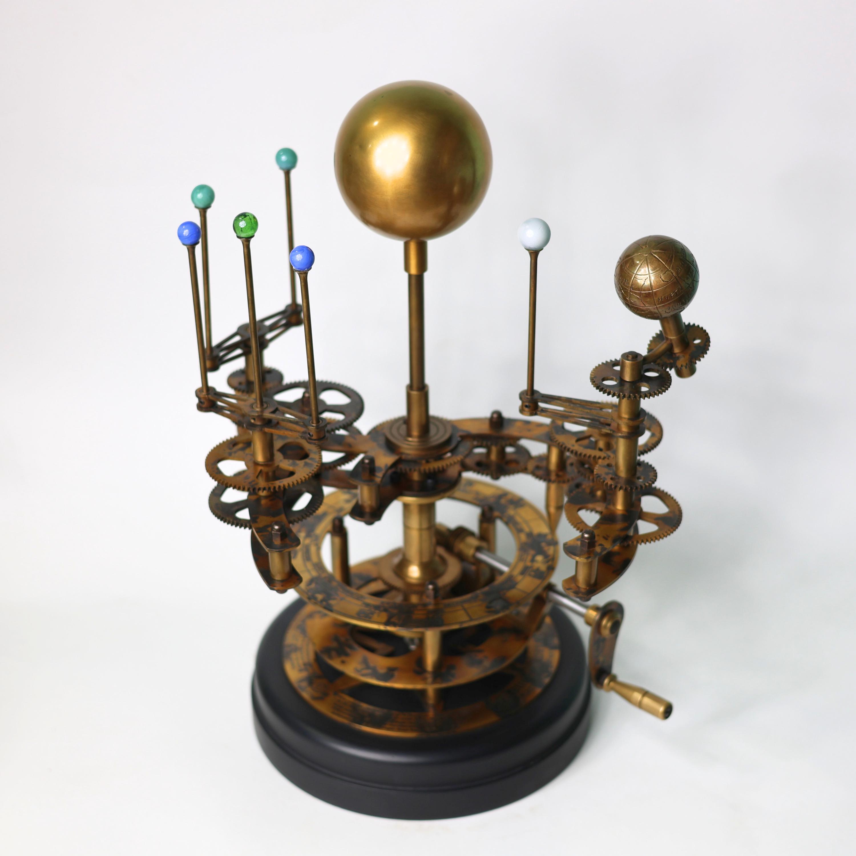 Brass Orrery with Semi-Precious Stone Planets, Museum view 3