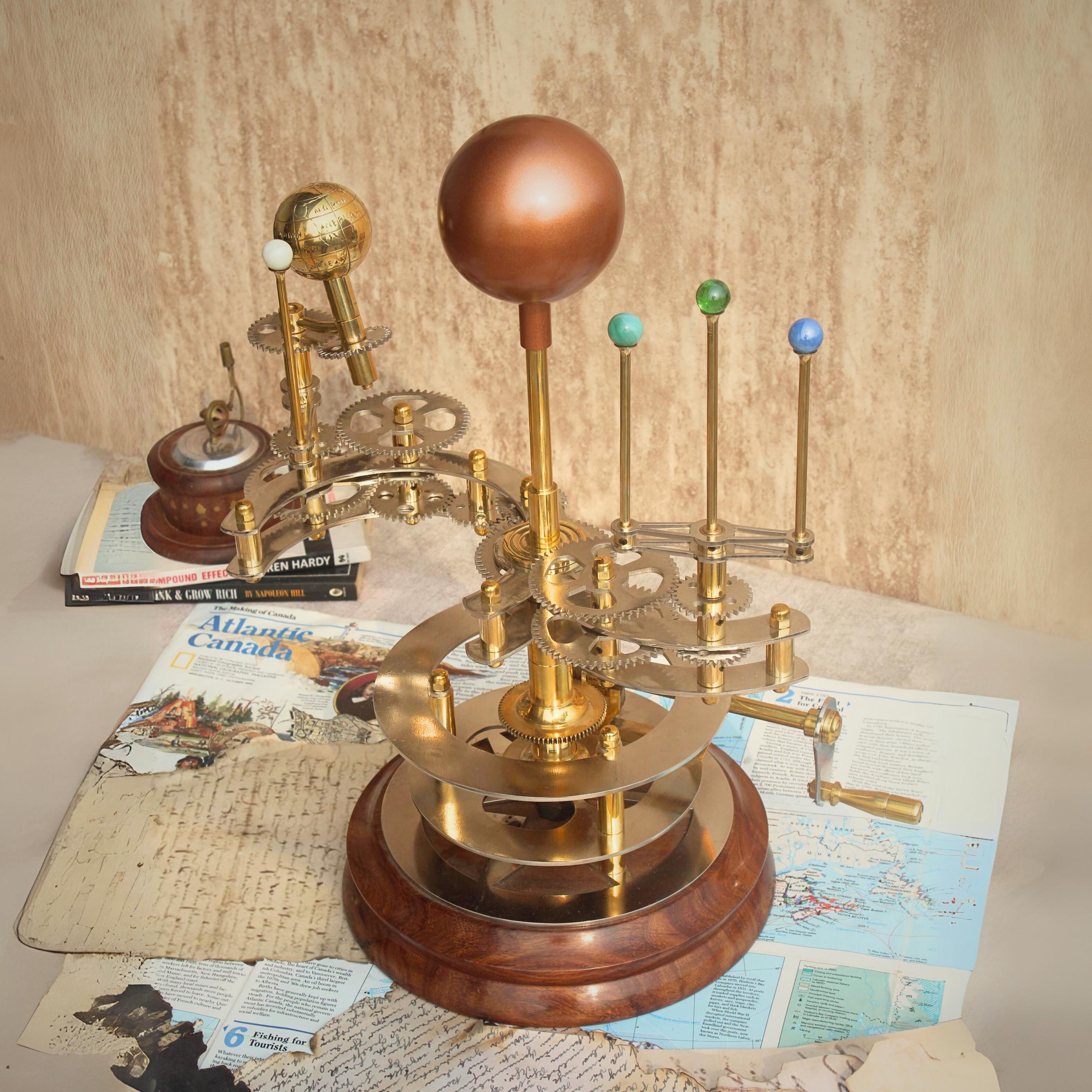 Brass Orrery with Semi-Precious Stone Planets, Museum view 5