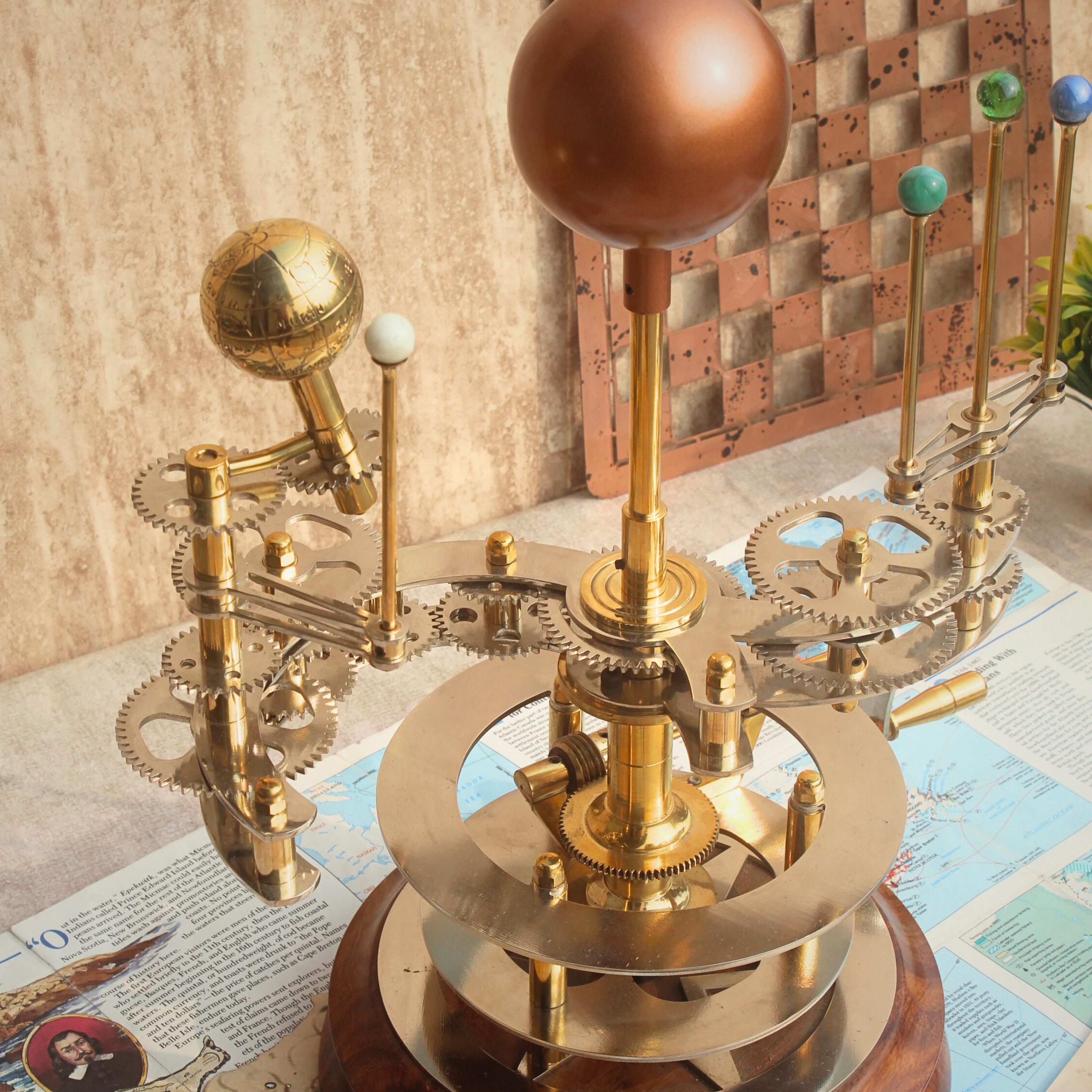 Brass Orrery with Semi-Precious Stone Planets, Museum view 6